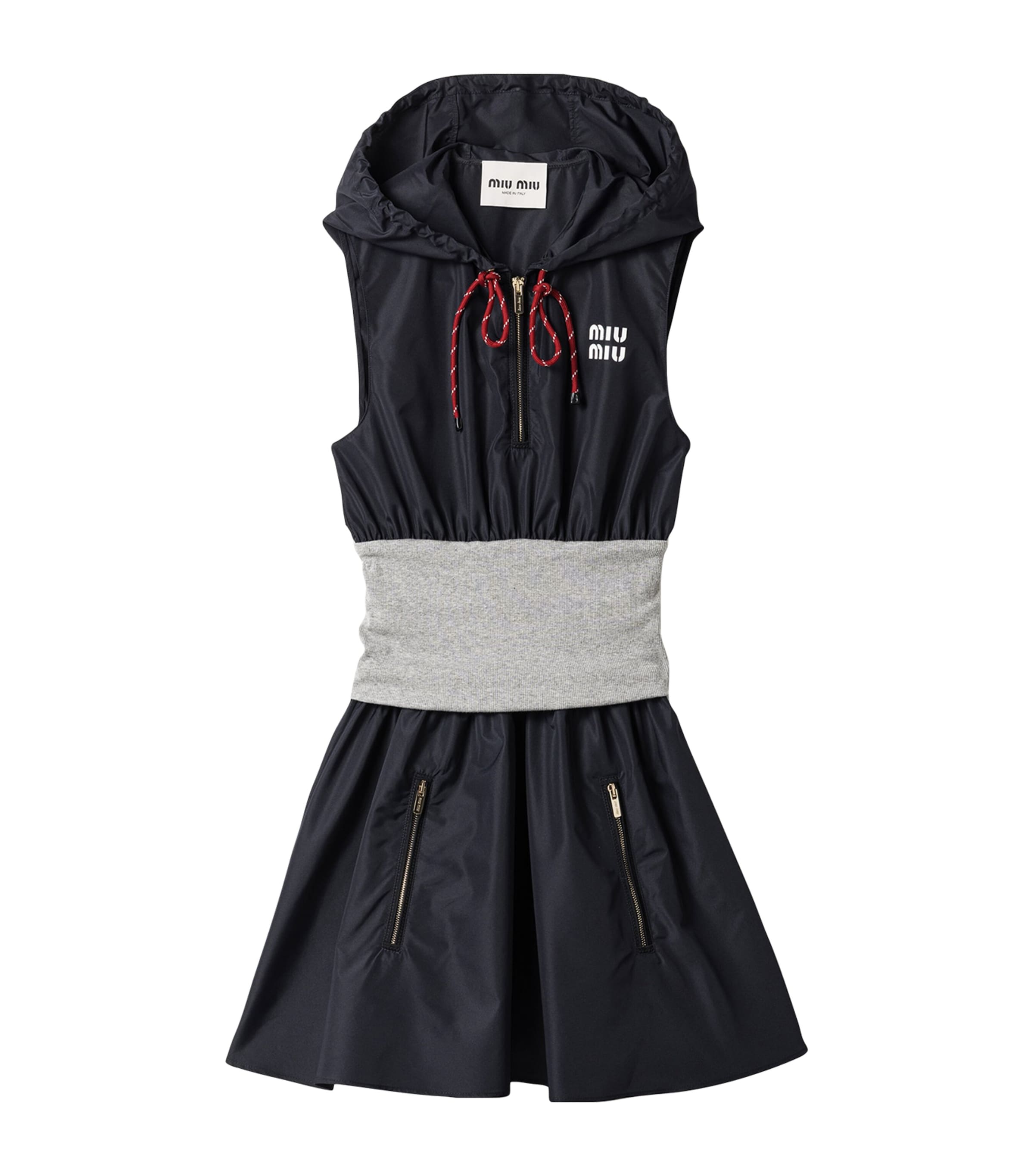 Miu Miu Womens Technical Hooded Mini Dress Image 1