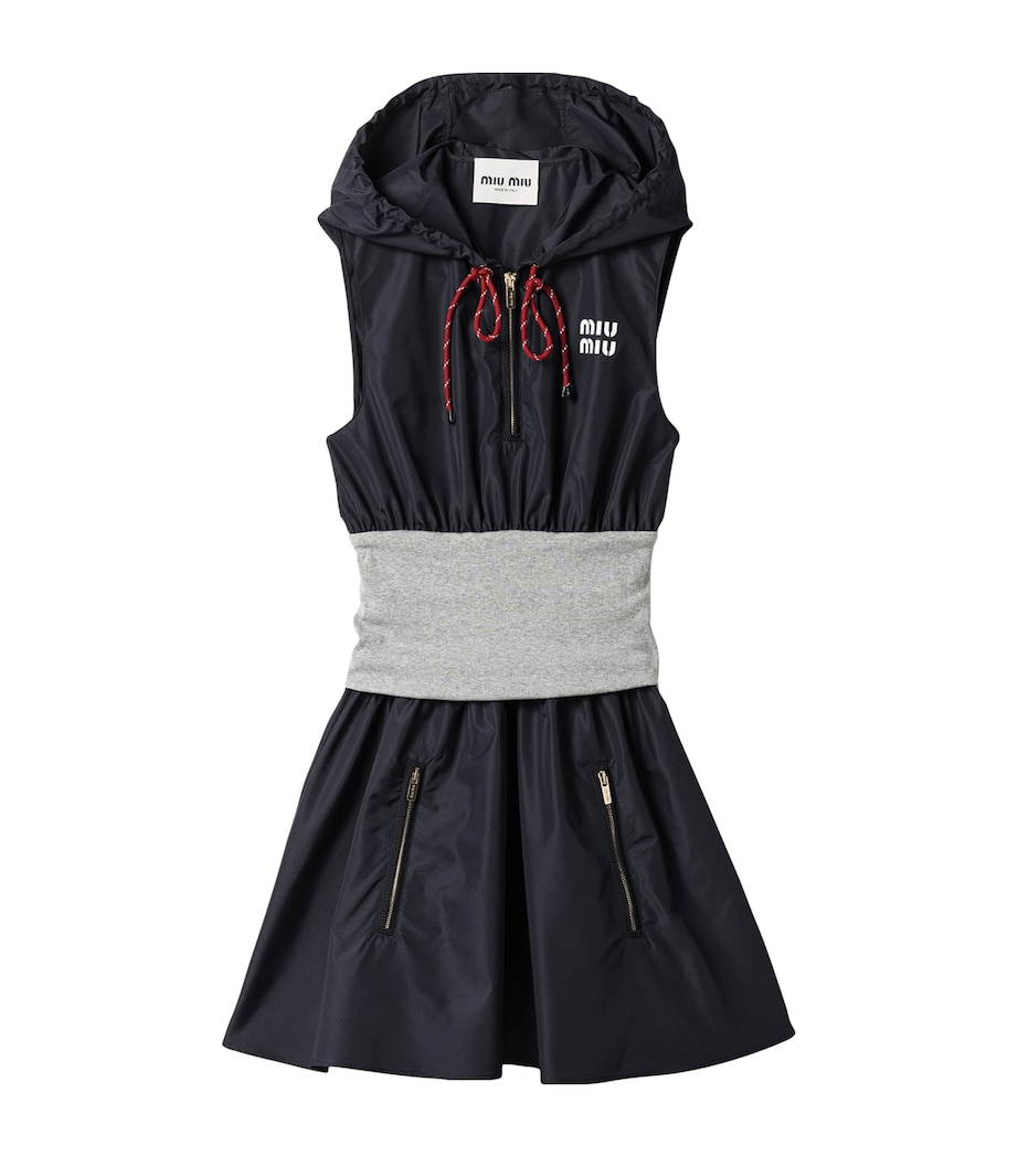 Miu Miu Womens Technical Hooded Mini Dress Image 1