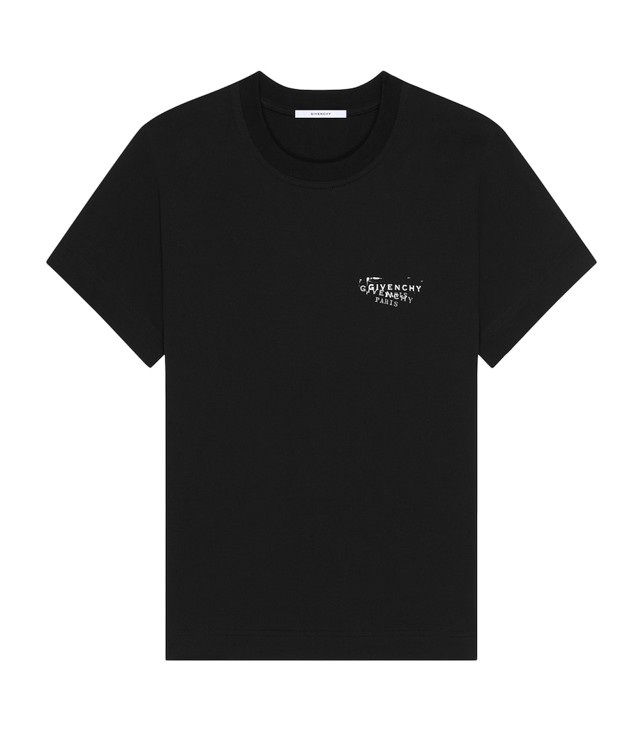 Cotton Stamp Print T-Shirt BLACK Image 1