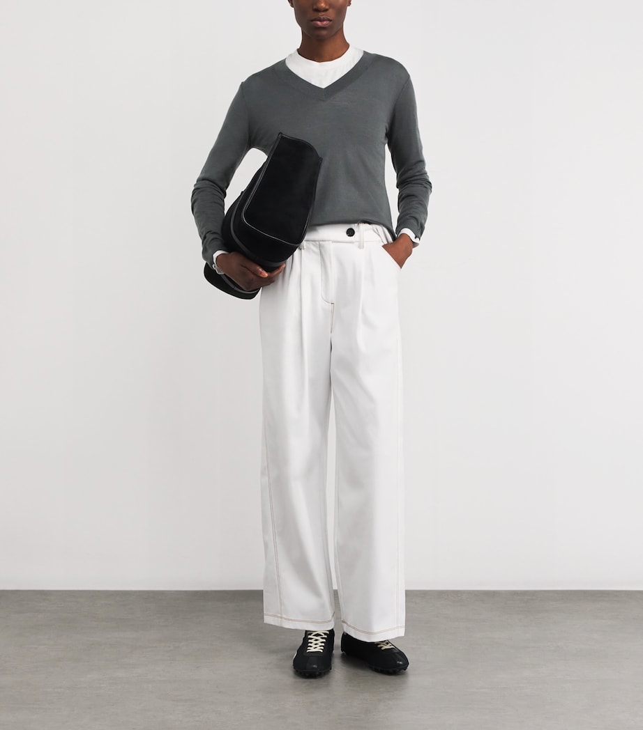 Wool-Cashmere V-Neck Sweater 005 DARK GREY Image 2