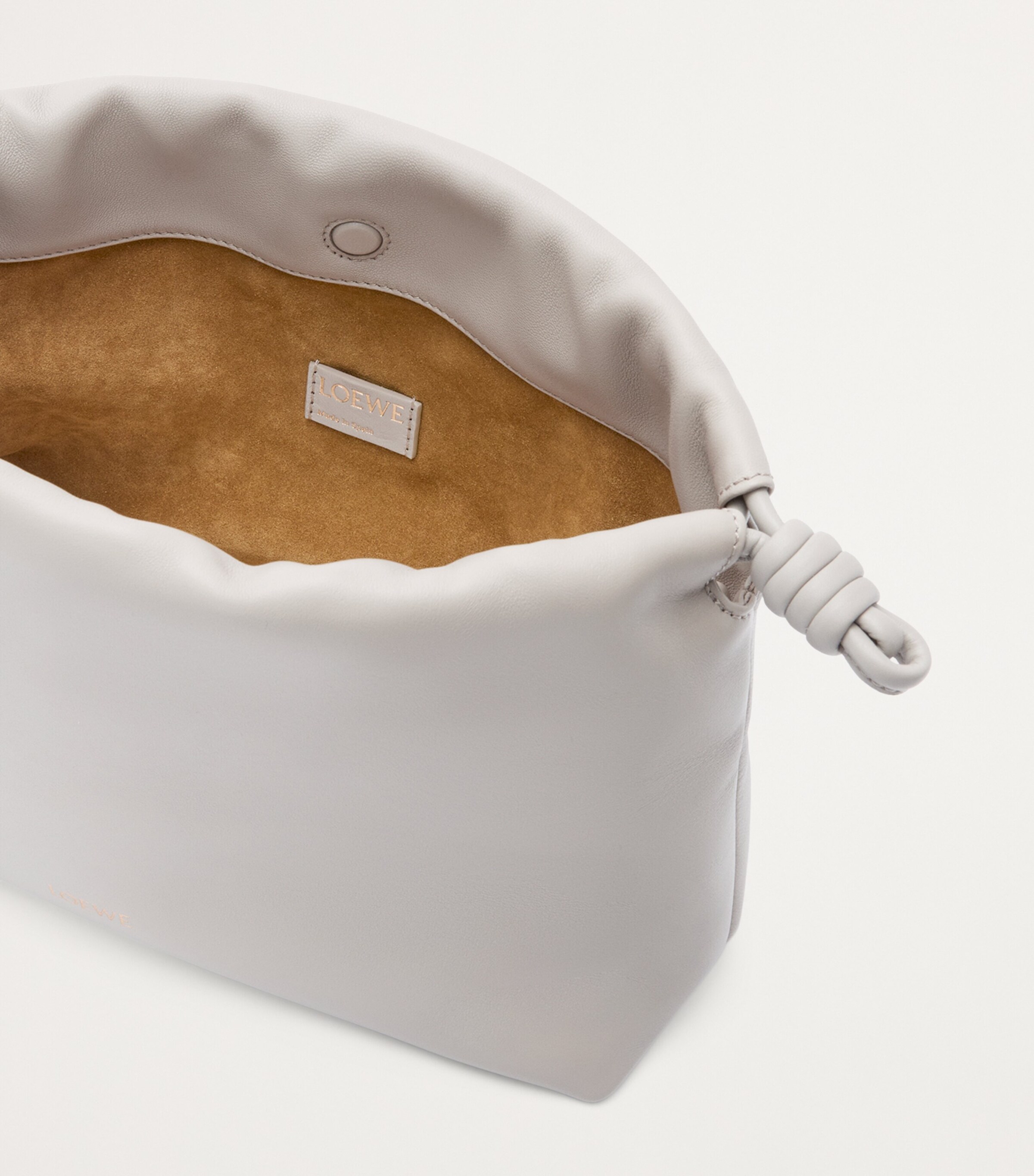 Medium Leather Flamenco Shoulder Bag SHELL GREY Image 9