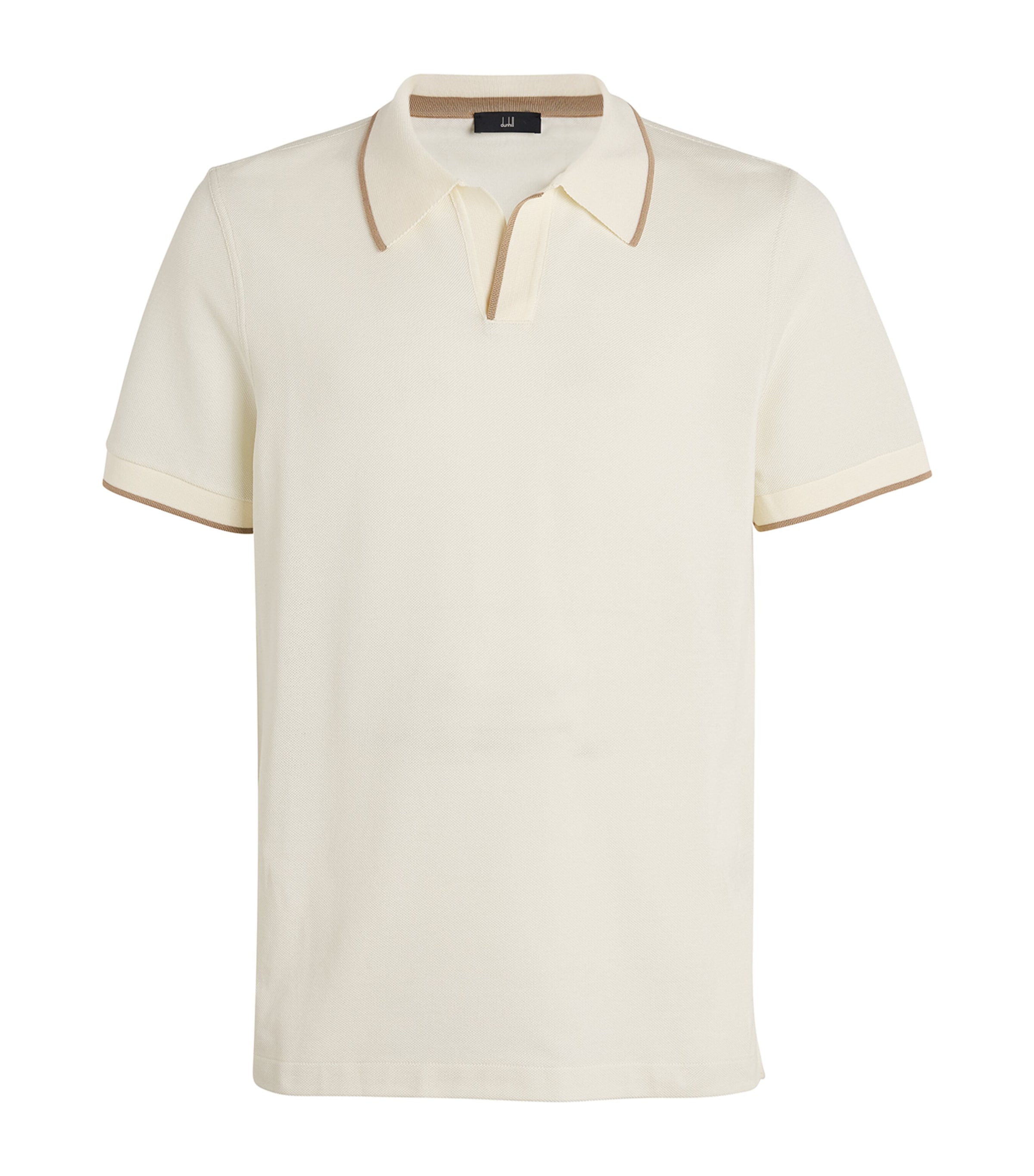 Dunhill Cotton And Silk-blend Piqué Polo Shirt In Neutrals