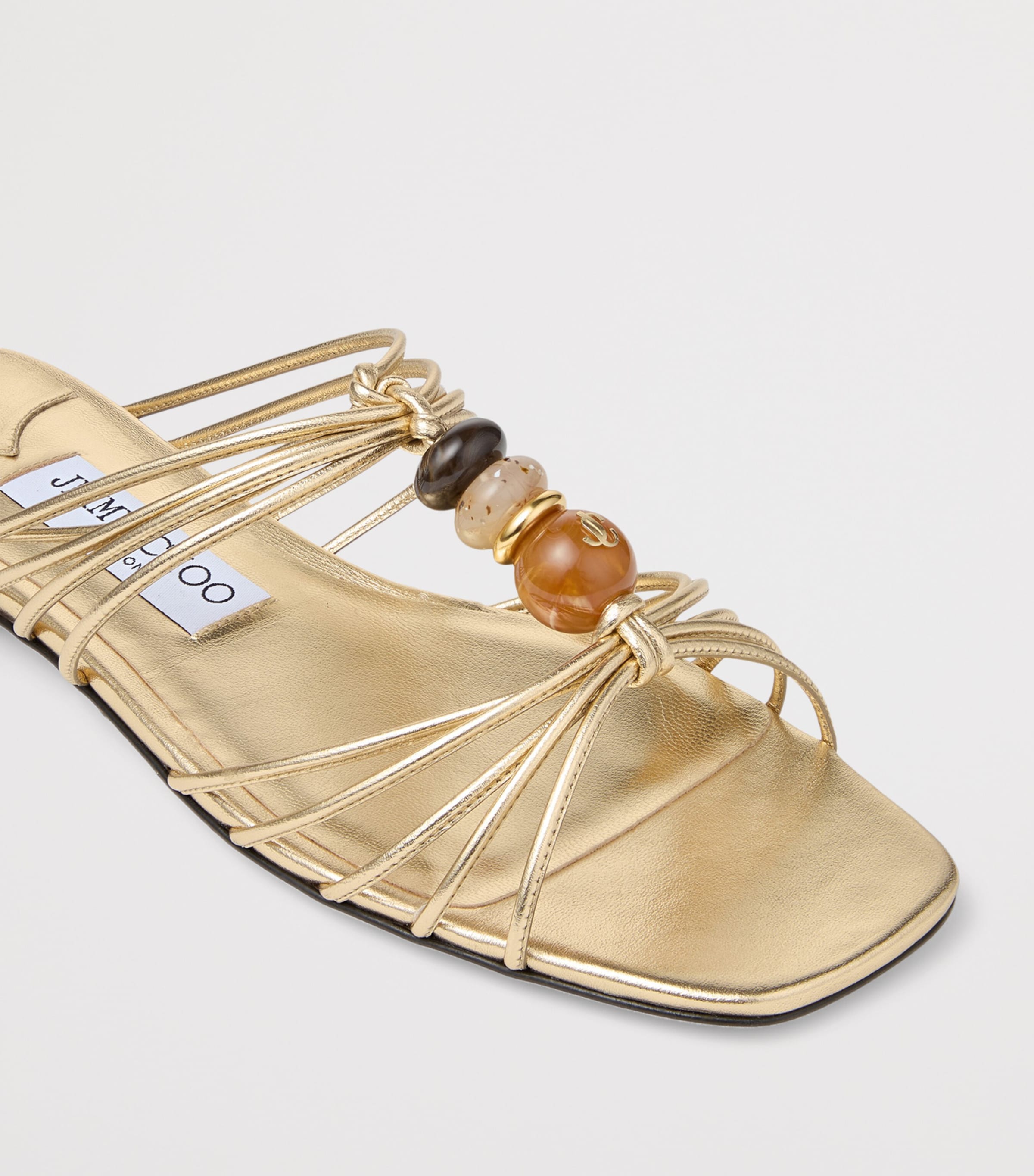 Jimmy Choo Lova Leather Flat Mules Gold Mix Image 5