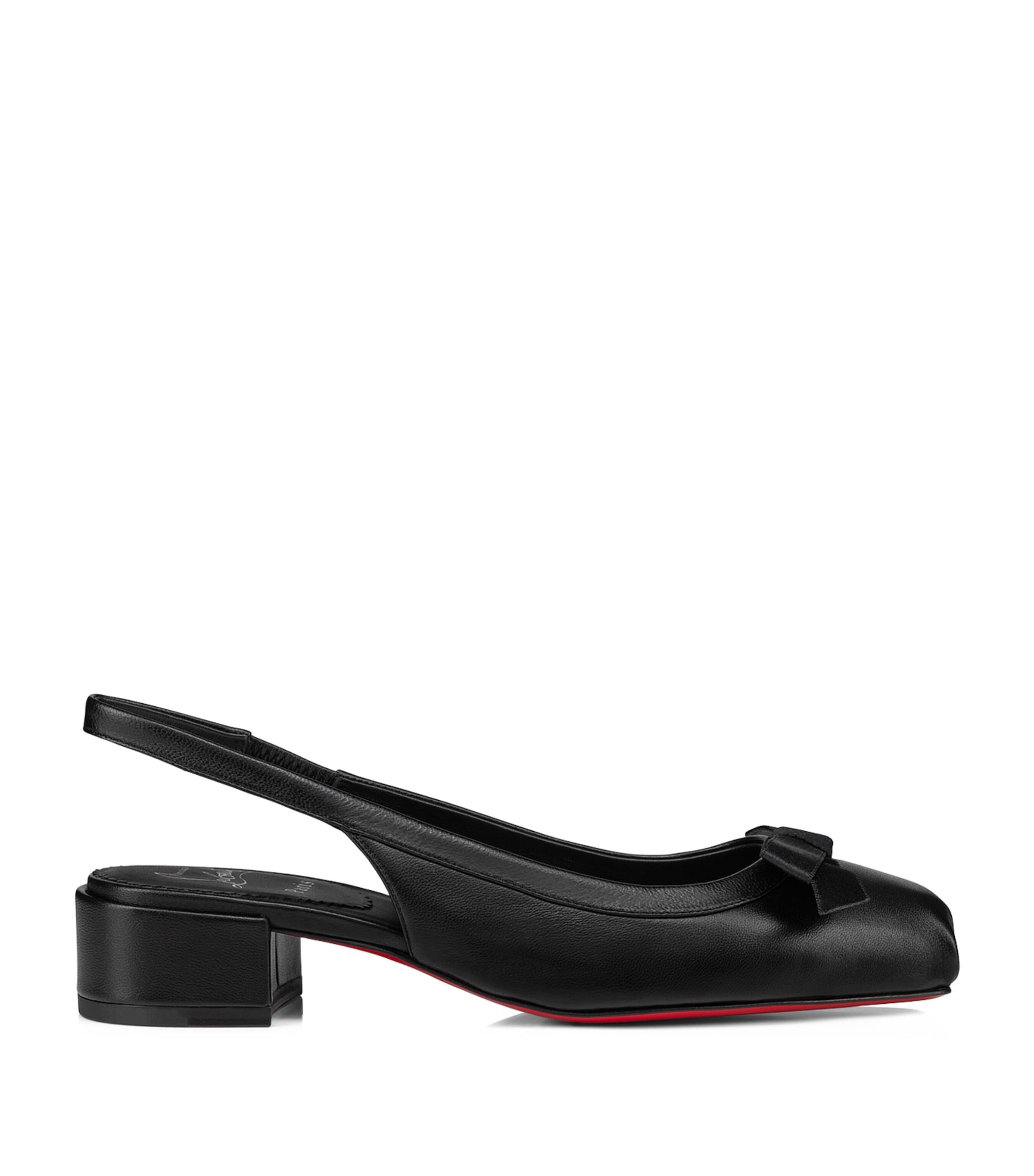 Shop Christian Louboutin Marmaflirt Leather Slingbacks 30 In Black