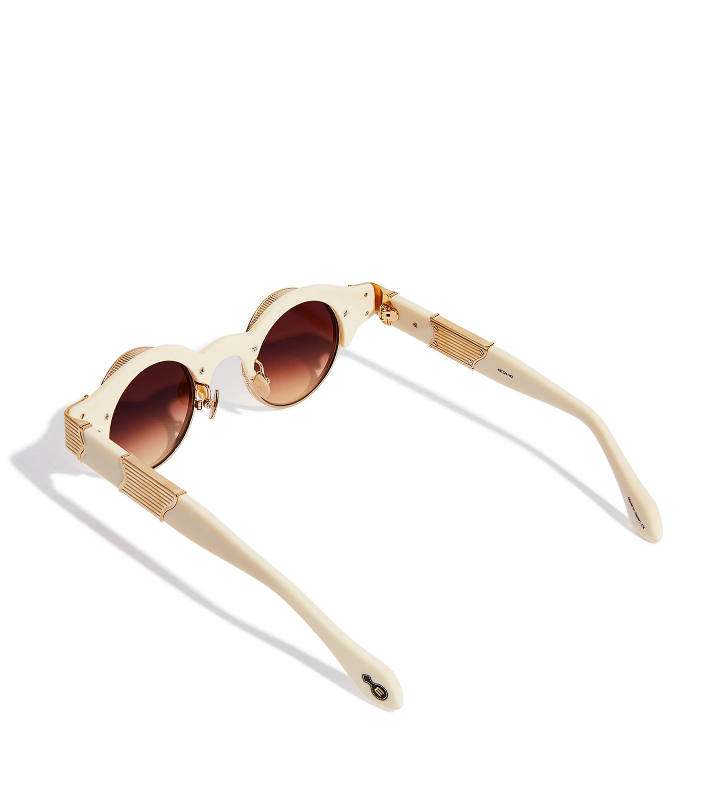 Round-Frame Sunglasses BRUSHD GOLD MILK WHT Image 2