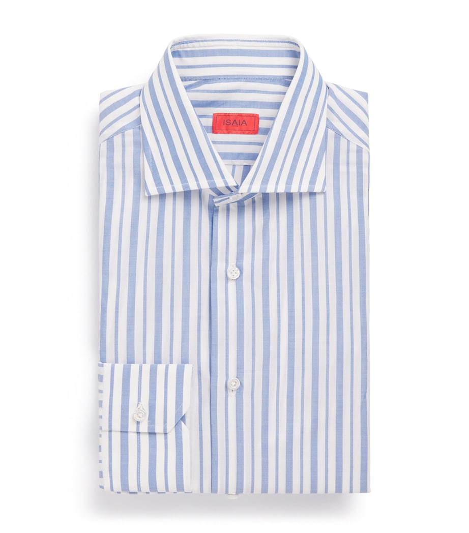 Isaia Mens Cotton Stripe Shirt Image 1
