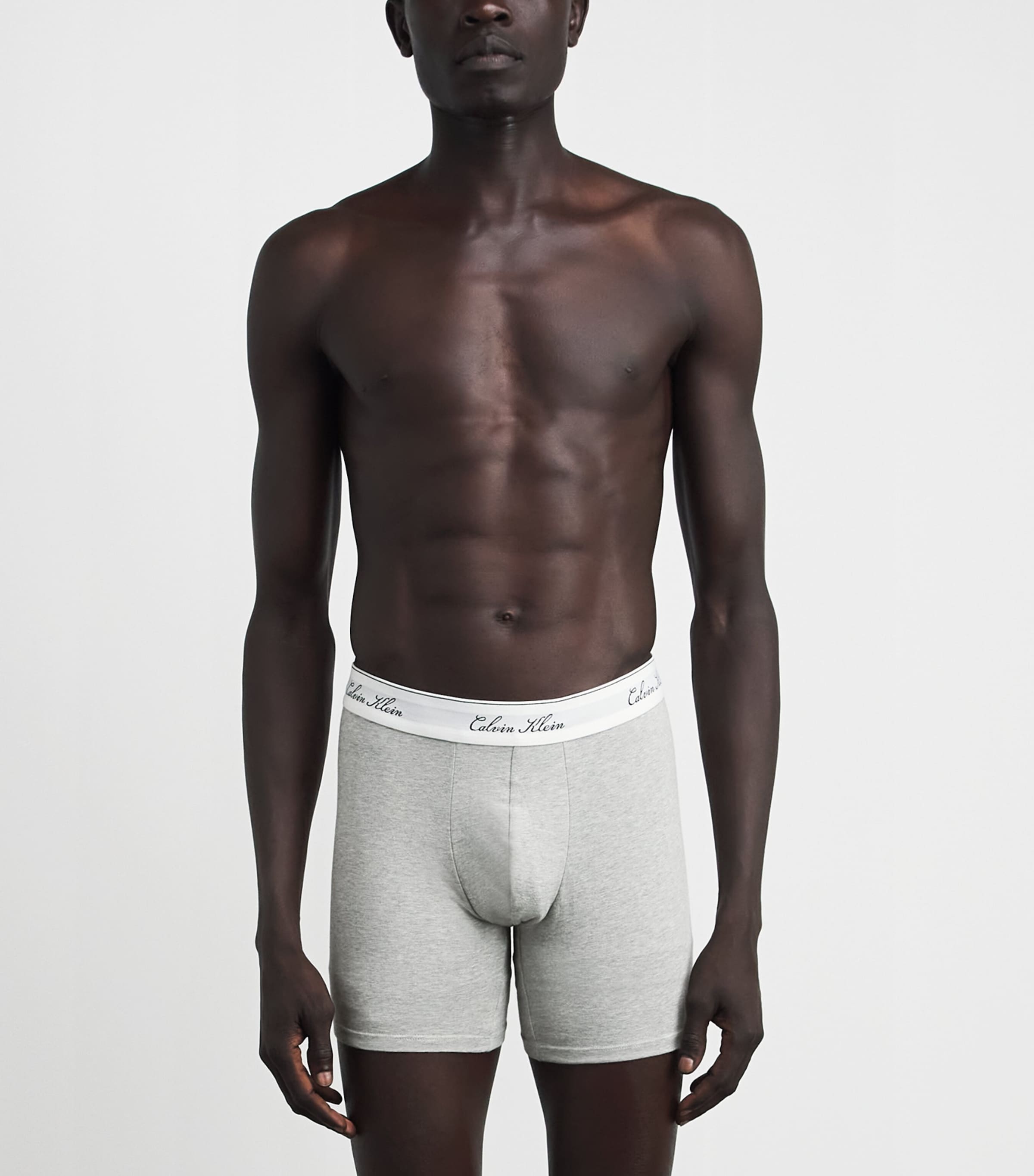 Calvin Klein Mens Stretch-Cotton Icon Script Trunks (Pack of 3) Volcanic Ash/sp Image 2