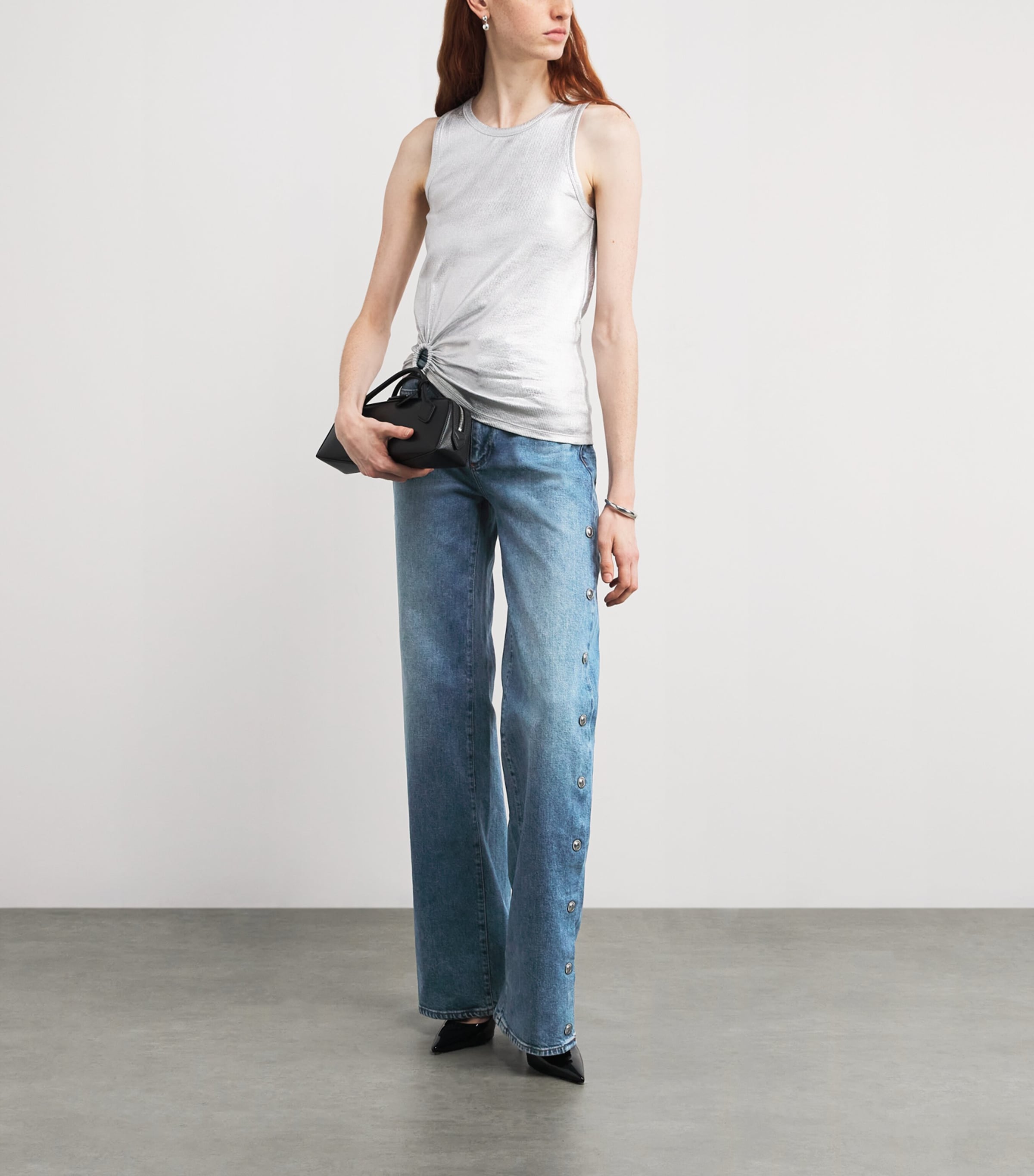 PAIGE Womens Sasha Side Snap Jeans Cruising Image 2