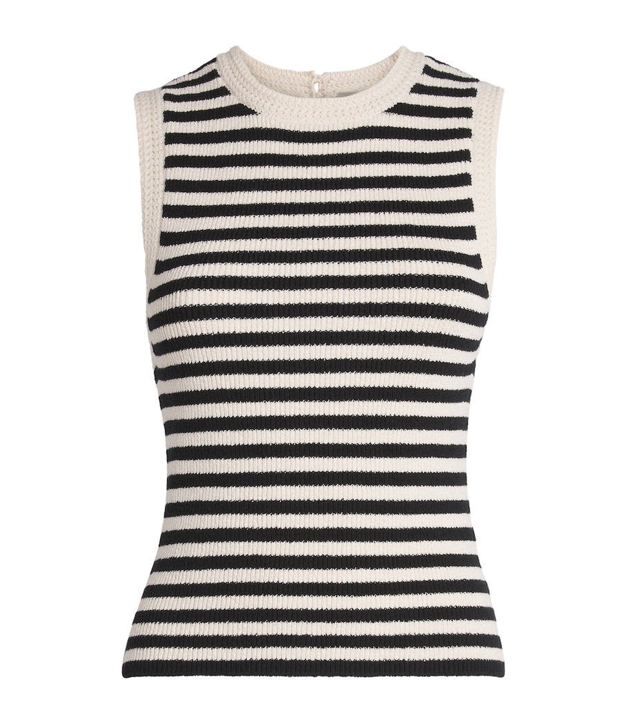 FRAME Womens Knitted Stripe Tank Top Cream Multi Image 1