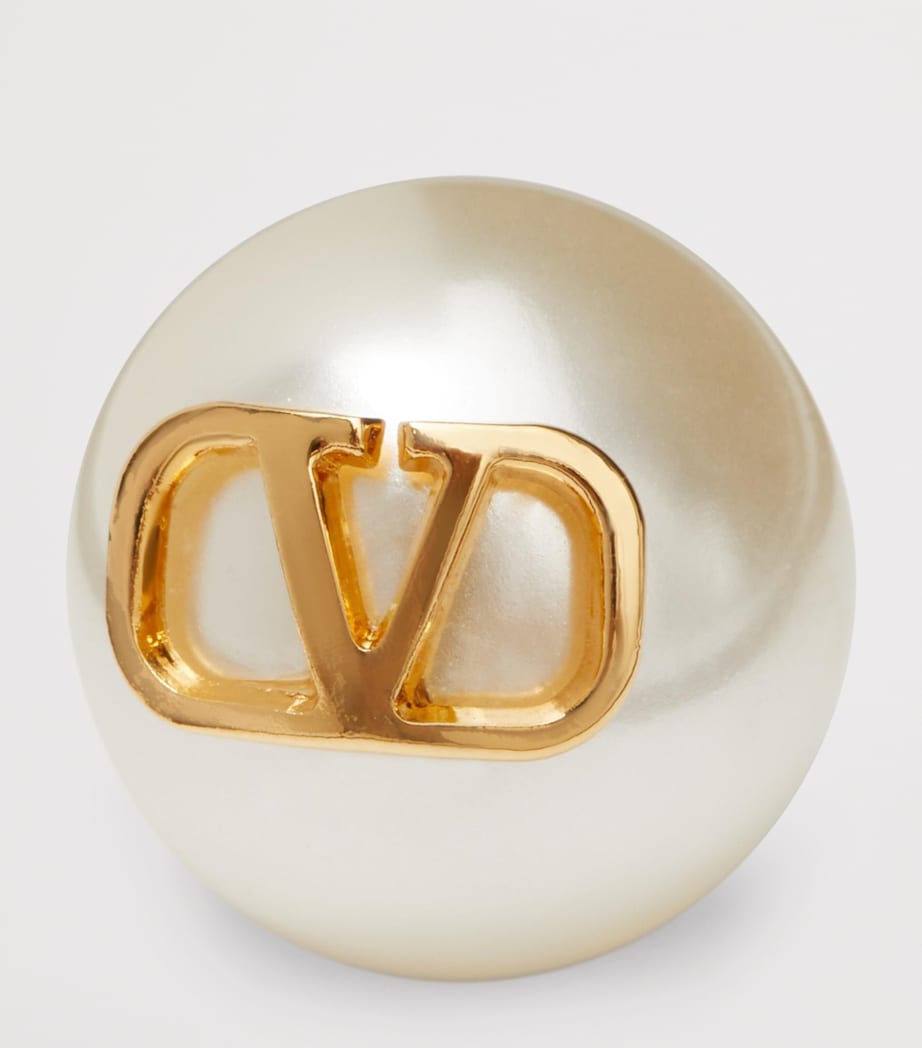 Faux Pearl VLogo Earrings 0O3 Image 4