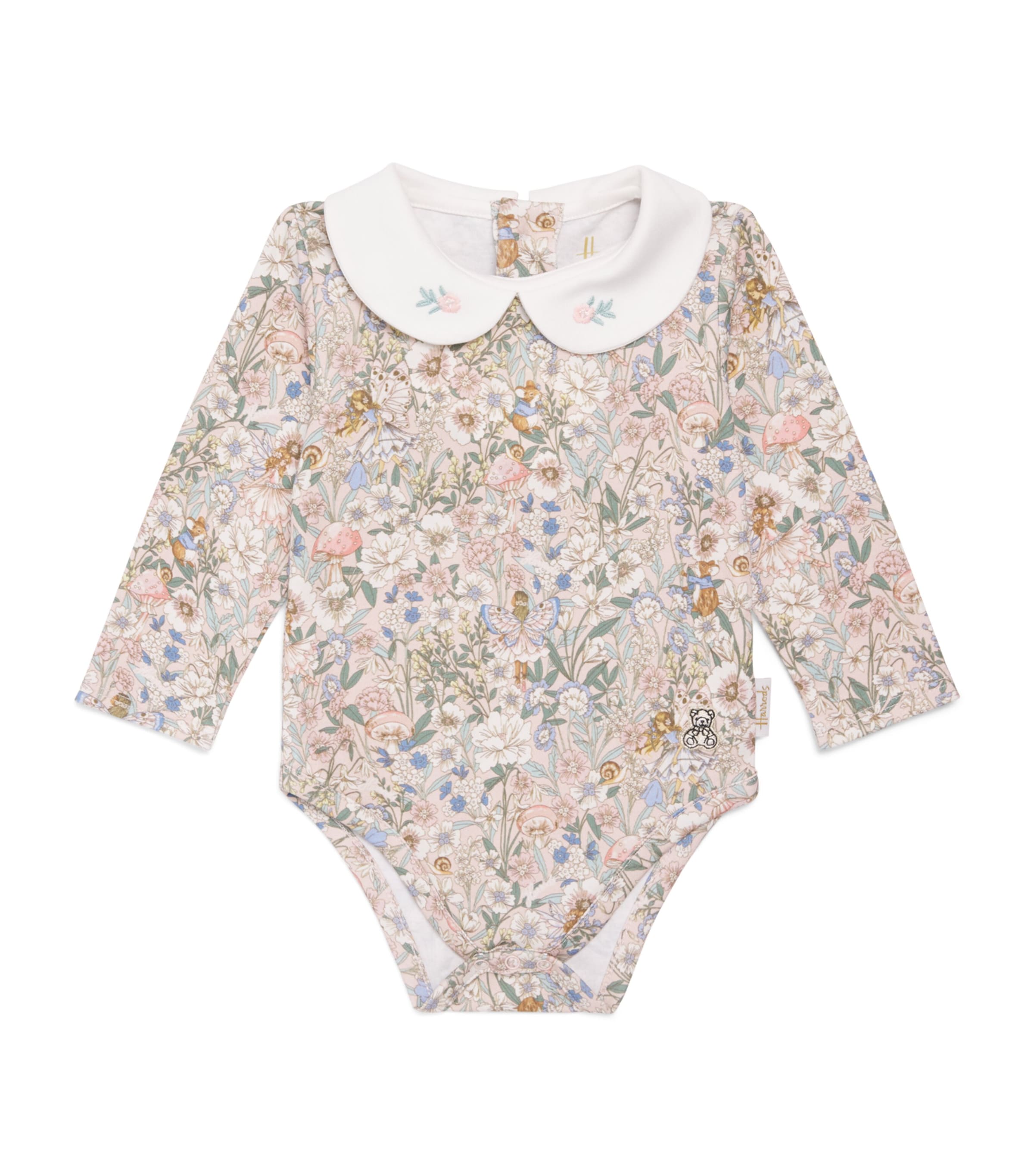 Harrods Cotton Printed Bodysuit (0-18 Months) Pink Image 1