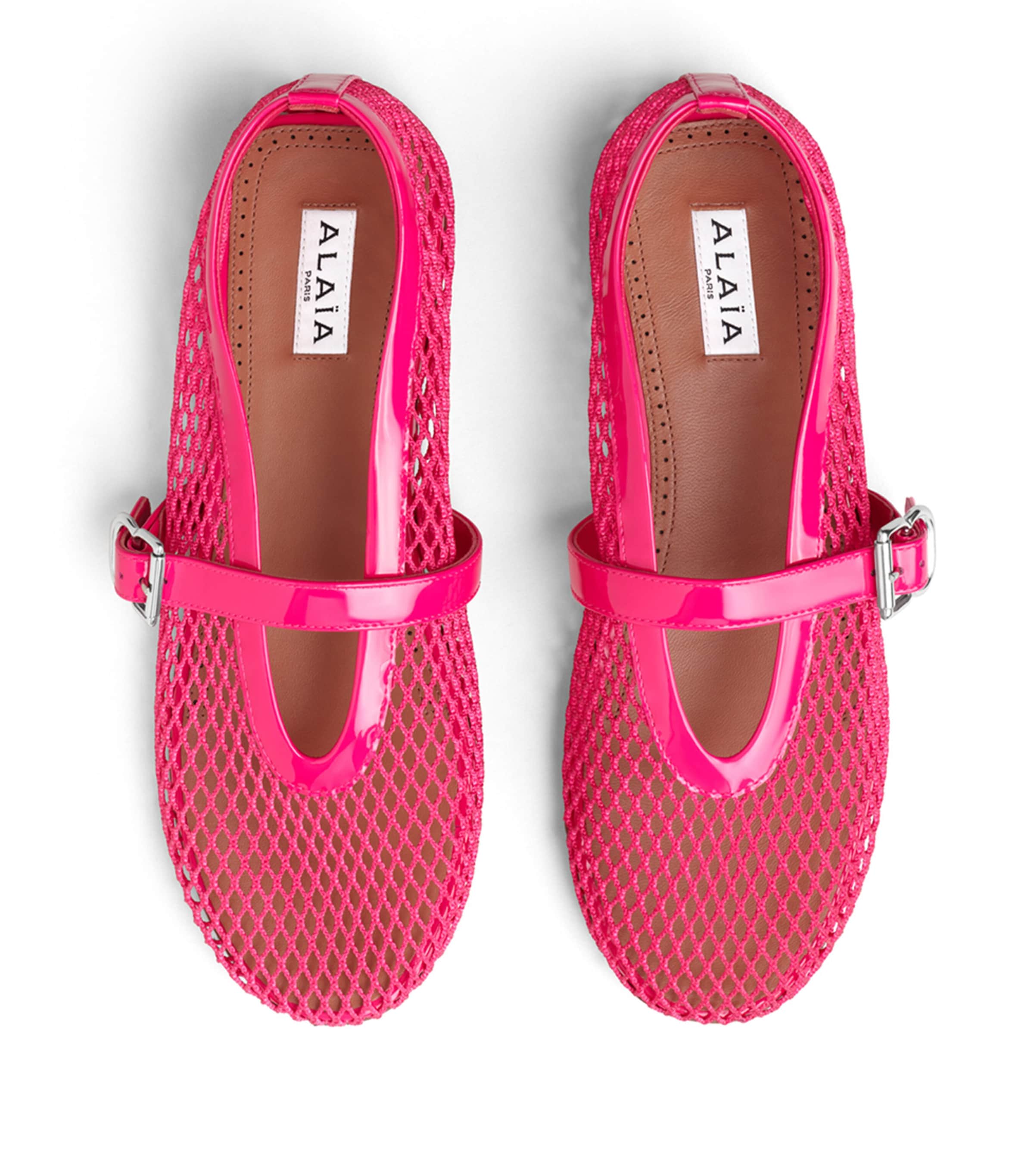 Alaïa Leather Mesh Ballet Flats Dahlia Pink Image 2