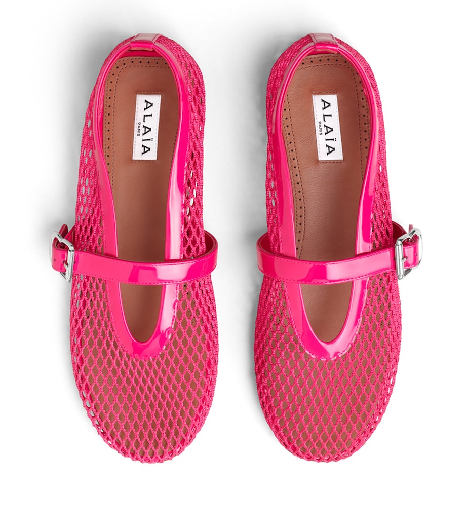 Alaïa Leather Mesh Ballet Flats Dahlia Pink Image 2