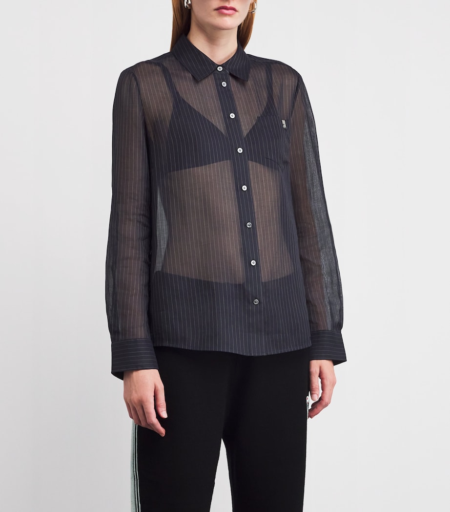 Cotton Striped Shirt 400 NAVY Image 3