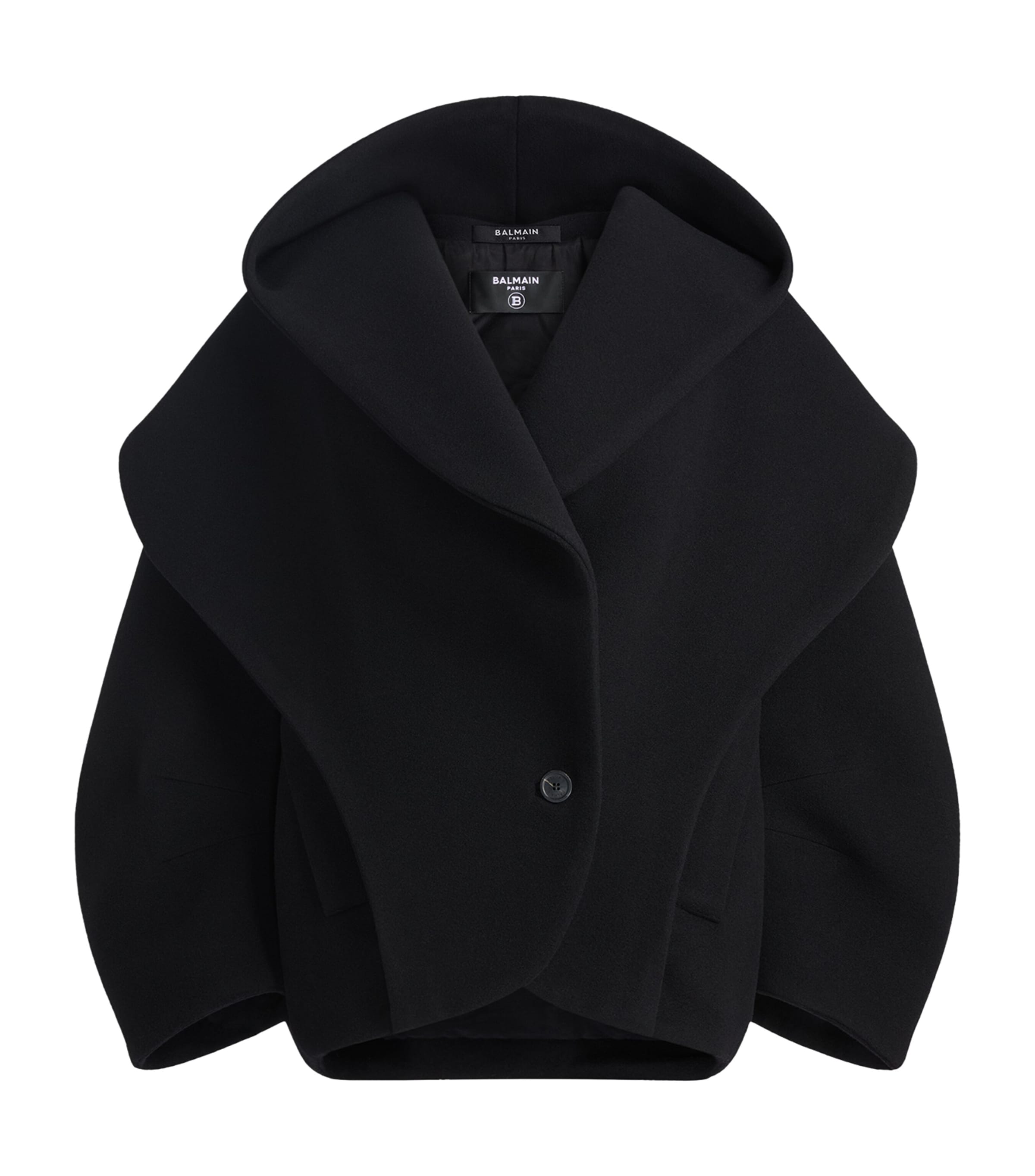 Balmain Womens Virgin Wool Oversized Pea Coat Noir Image 1