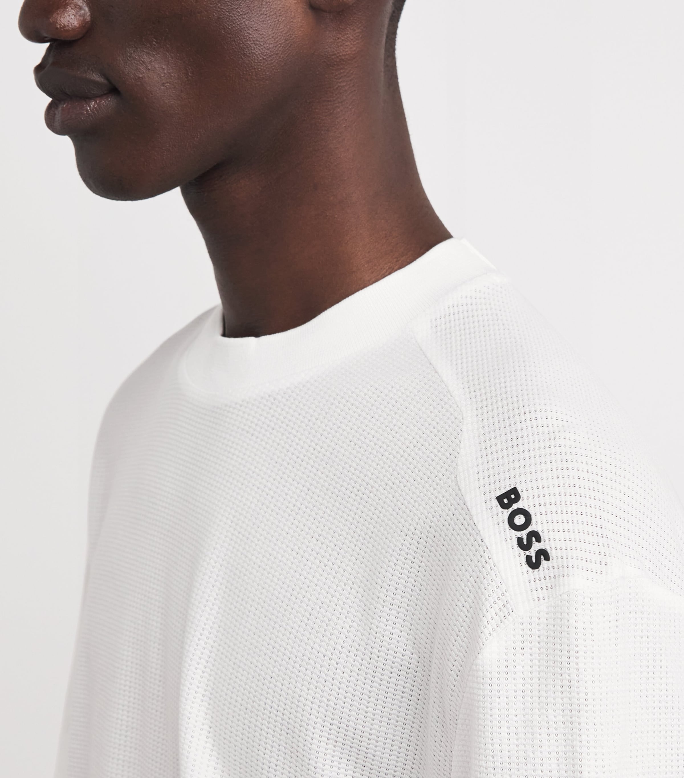 BOSS Mens Shoulder Logo T-Shirt White Image 3