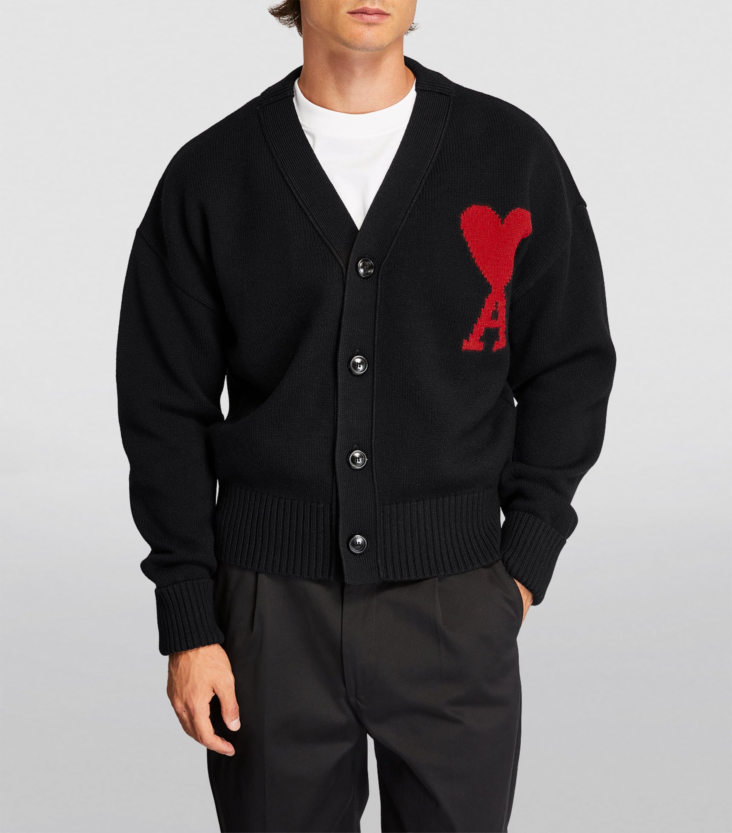AMI Paris Black Ami de Coeur Cardigan | Harrods US