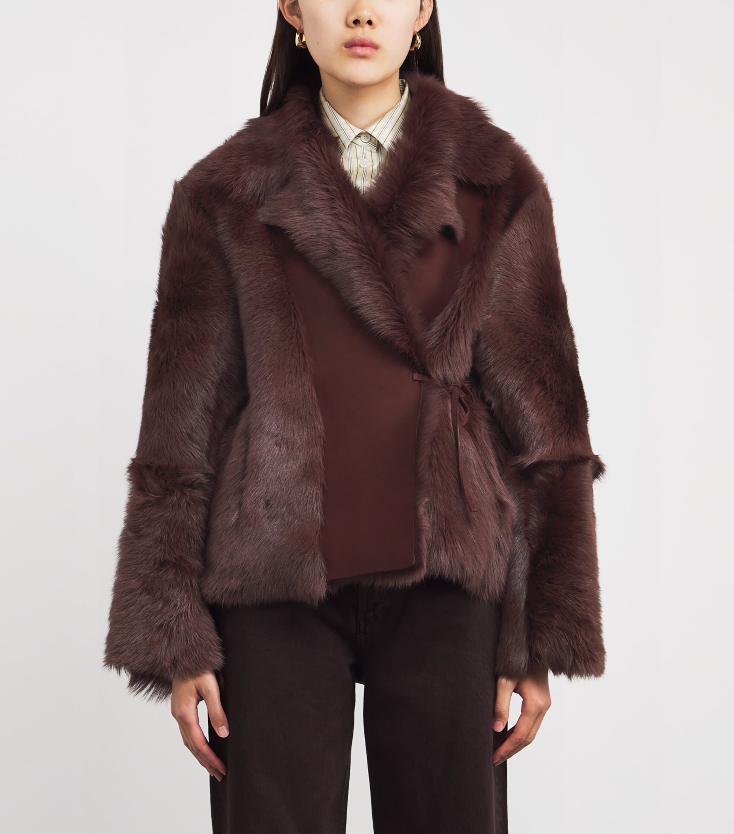 Shearling Verena Wrap Jacket BLACK CHERRY Image 3