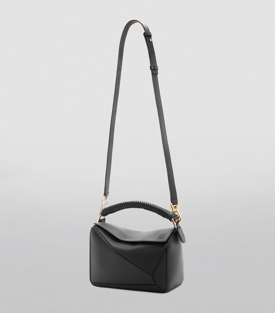 Small Leather Puzzle Top-Handle Bag BLACK Image 2