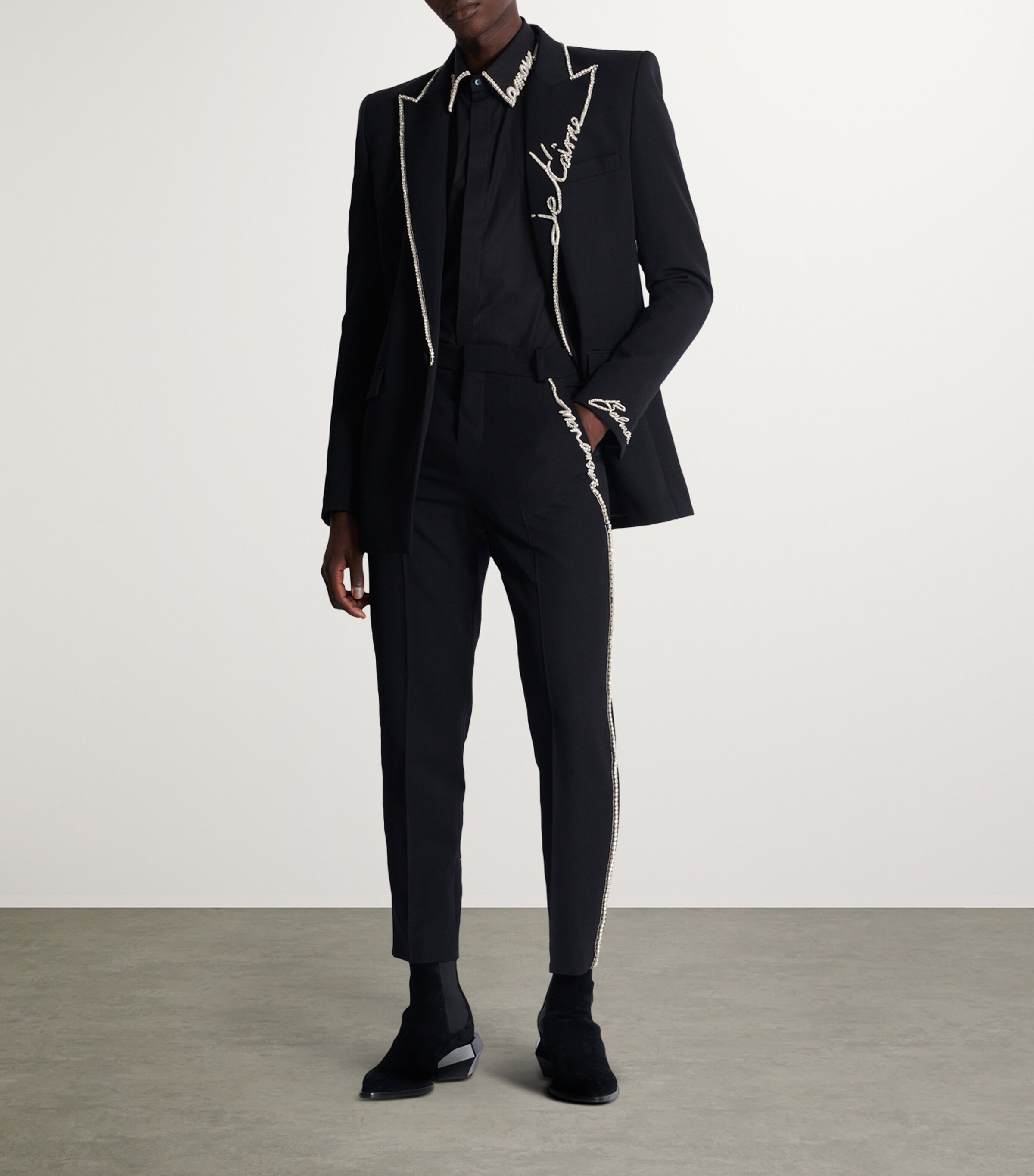 Balmain Mens Cotton Poplin Embroidered Shirt Ehv Noir/cristal Image 8