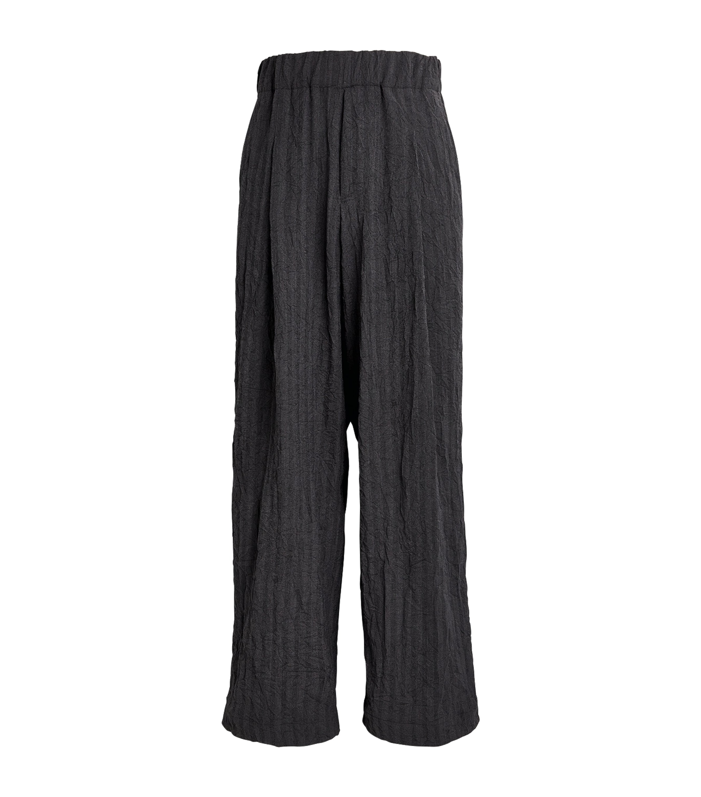 DRIES VAN NOTEN Mens Herringbone-Weave Pilan Wide-Leg Trousers Navy Image 1