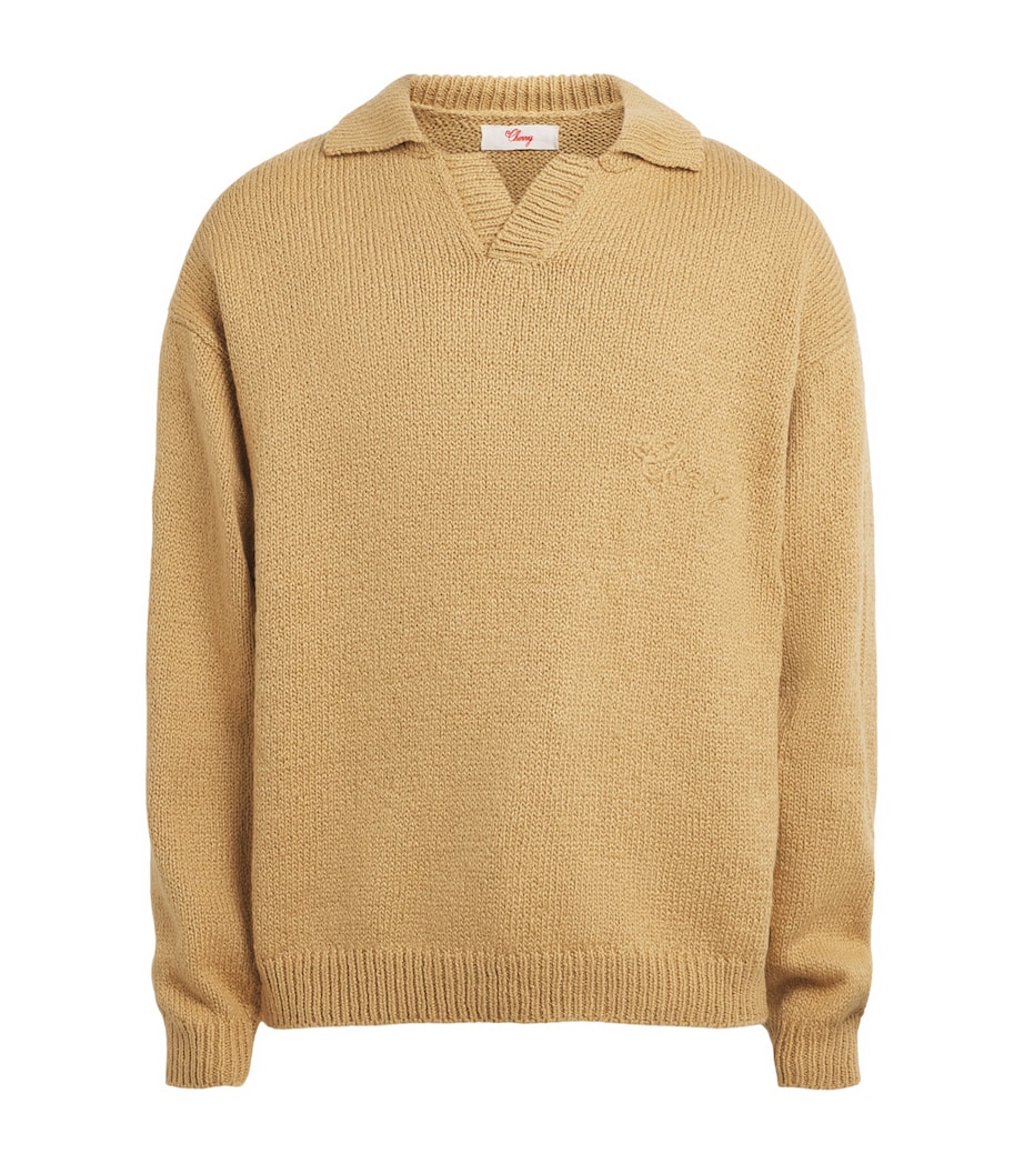 Cherry Los Angeles Mens Cotton Five Star Henley Sweater Desert Tan Image 1