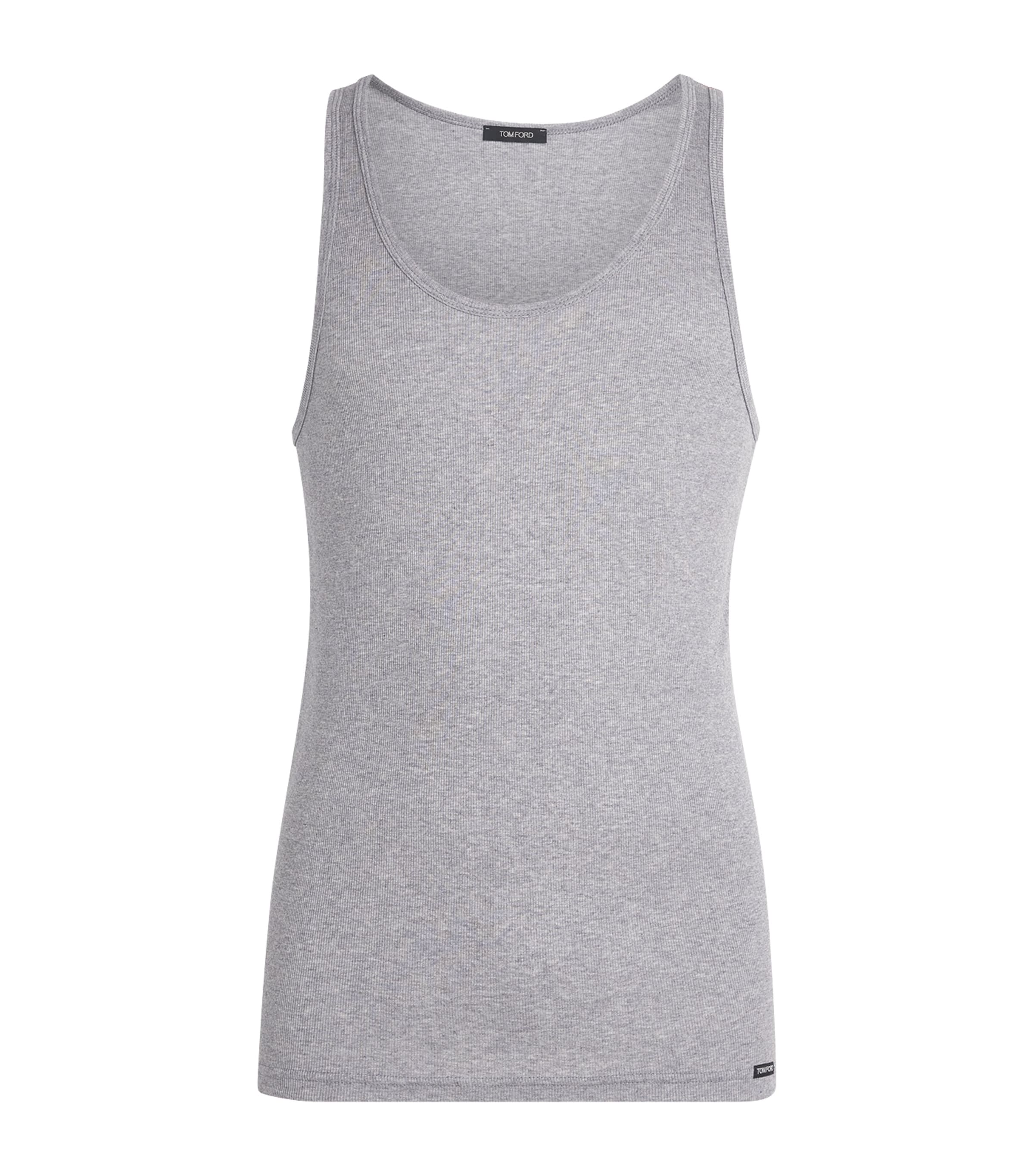 TOM FORD Mens Ribbed Tank Top Grey Image 1