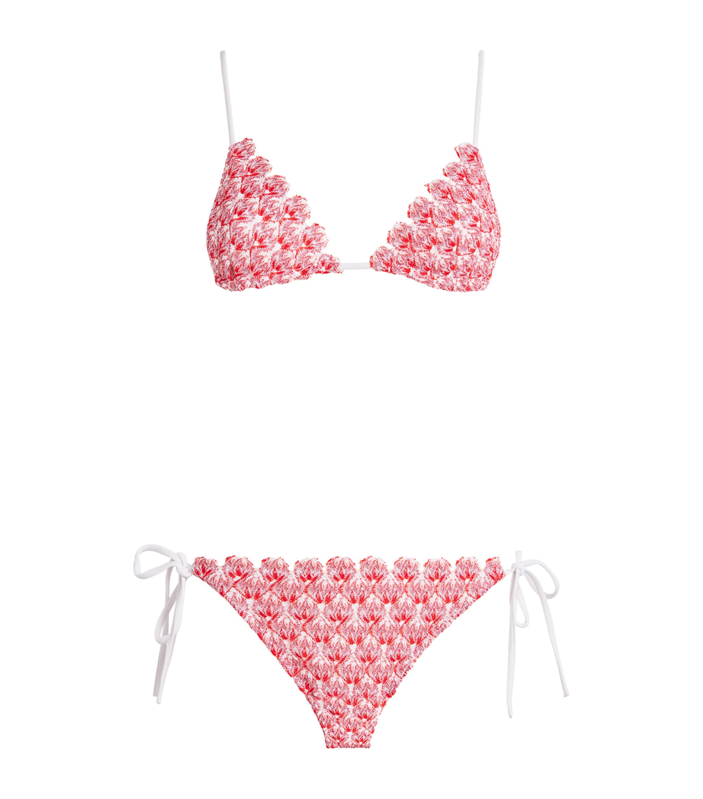 Missoni Womens Crochet Side-Tie Bikini Red Image 1