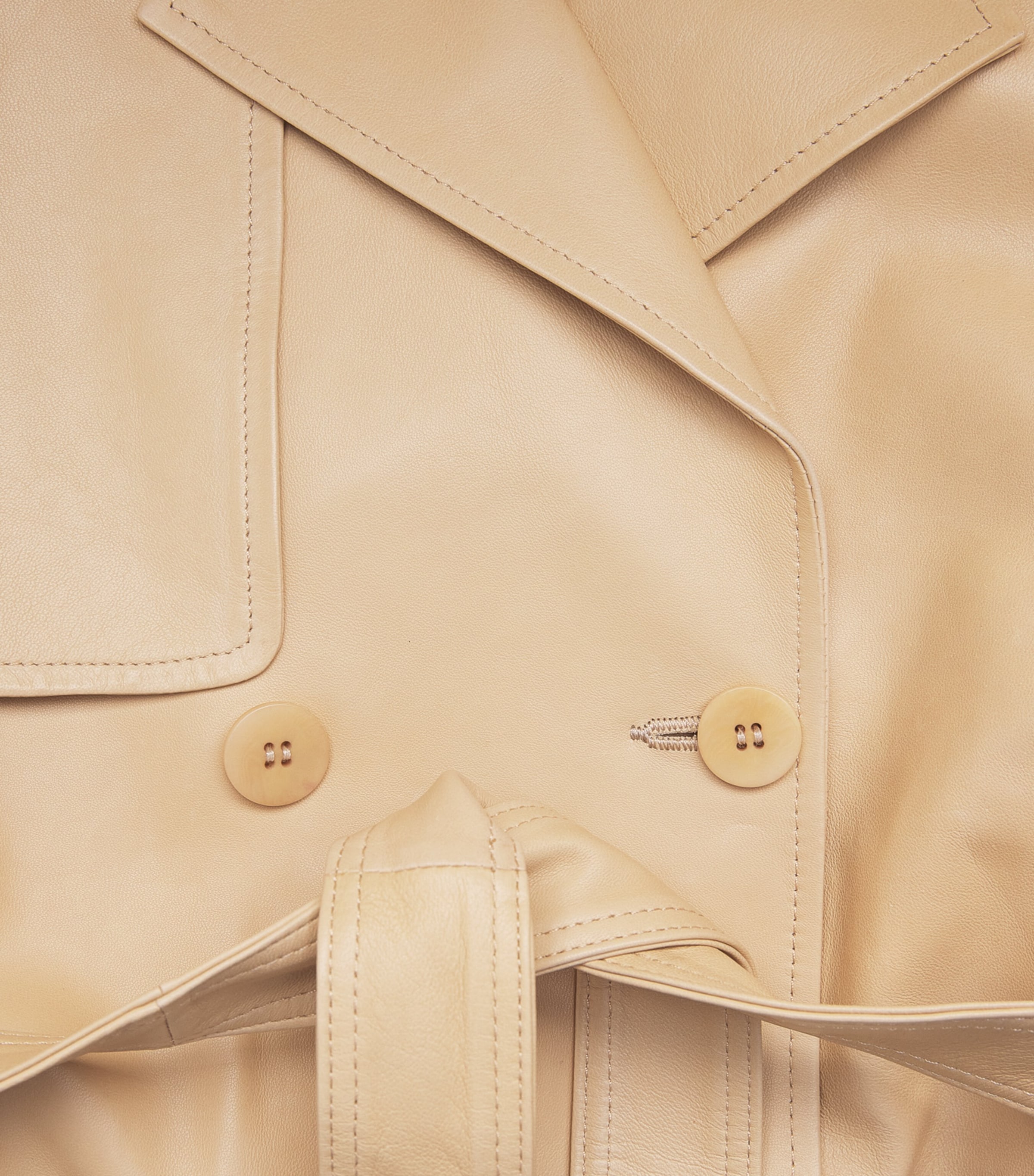NOUR HAMMOUR Womens Leather Butter Trench Coat Beurre Image 6
