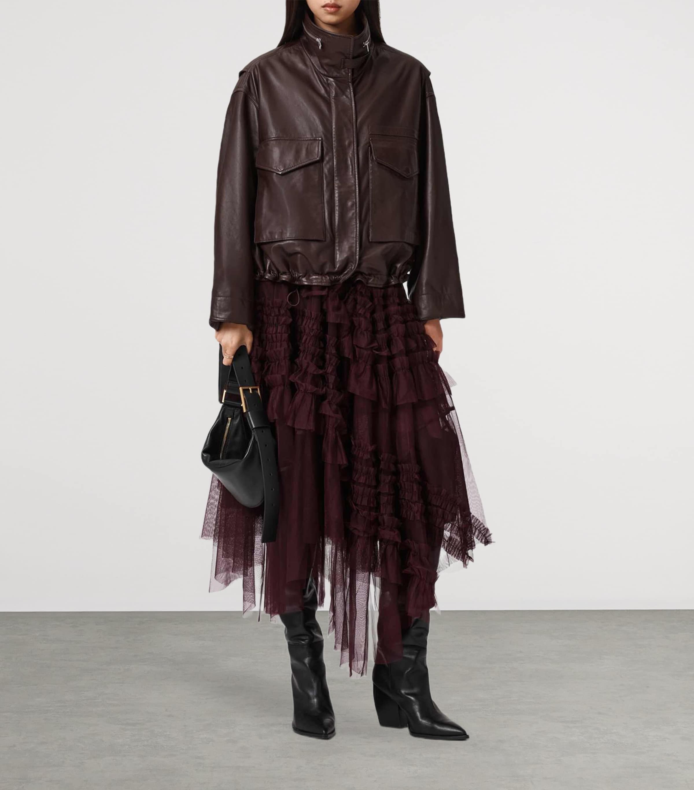 AllSaints Red Tulle Jen Midi Skirt | Harrods US
