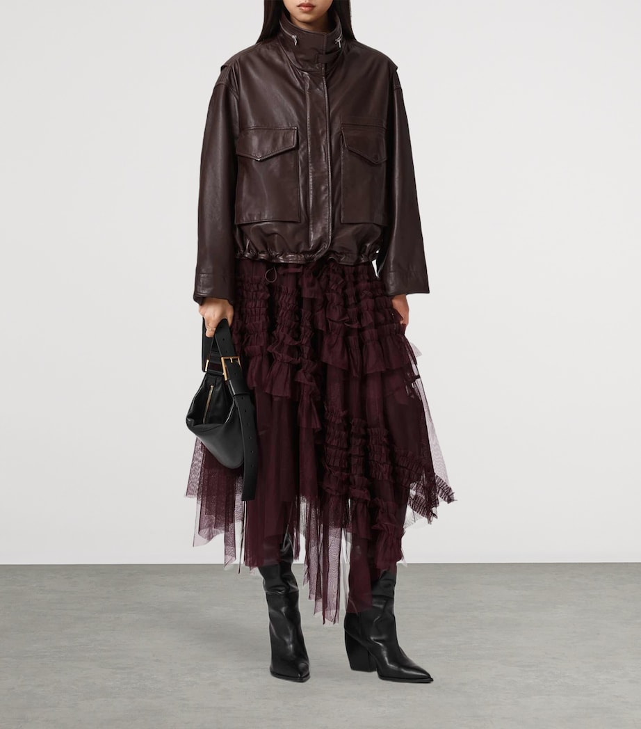 Tulle Jen Midi Skirt OXBLOOD RED Image 6