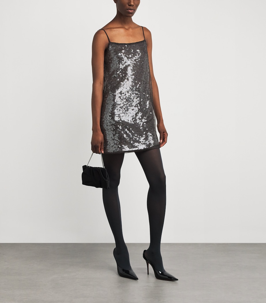 Sequin Façade Mini Dress DBLK BLACK Image 2