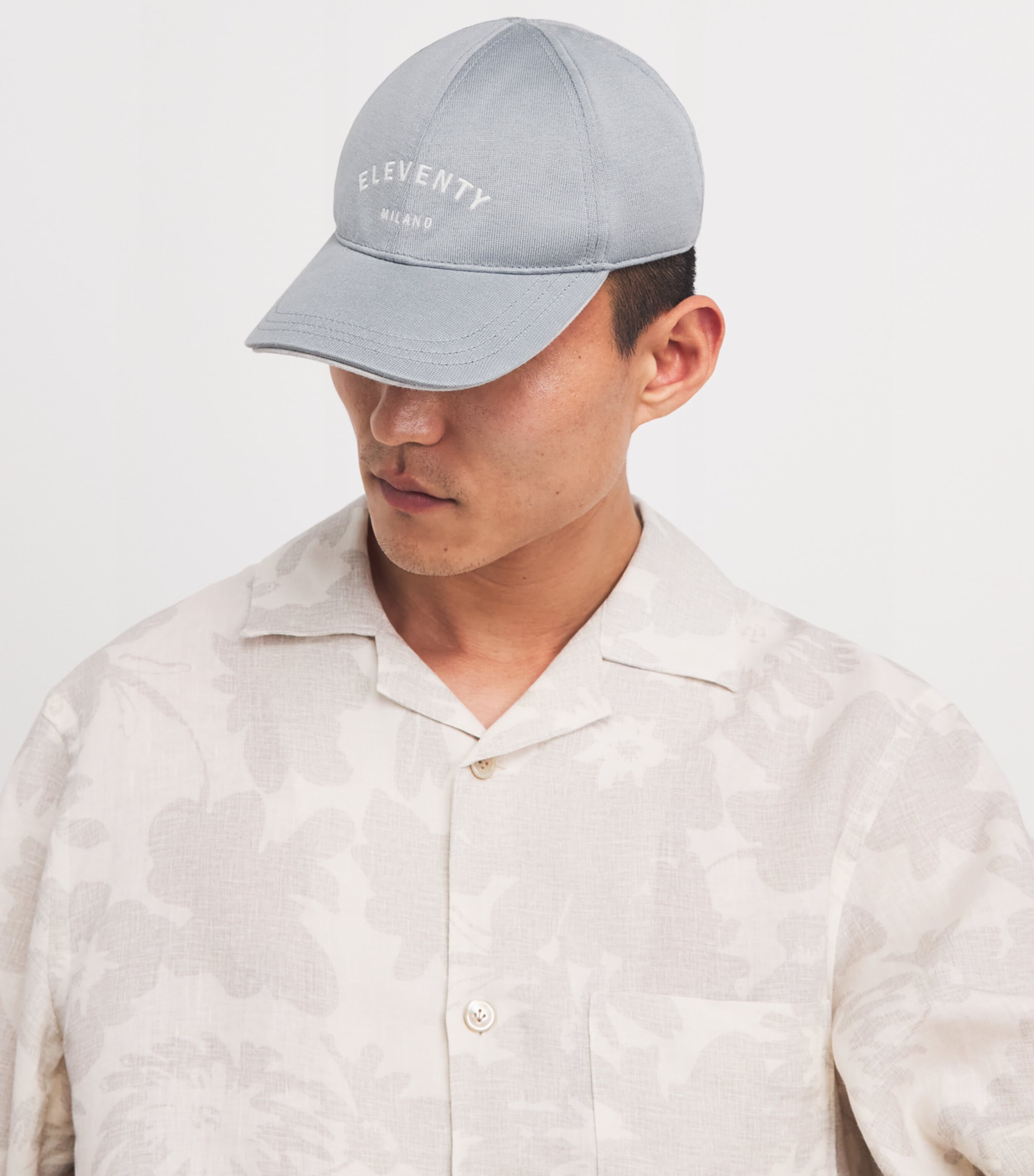 Eleventy Cotton Logo Baseball Cap Zucchero E Grigio Ch Image 2