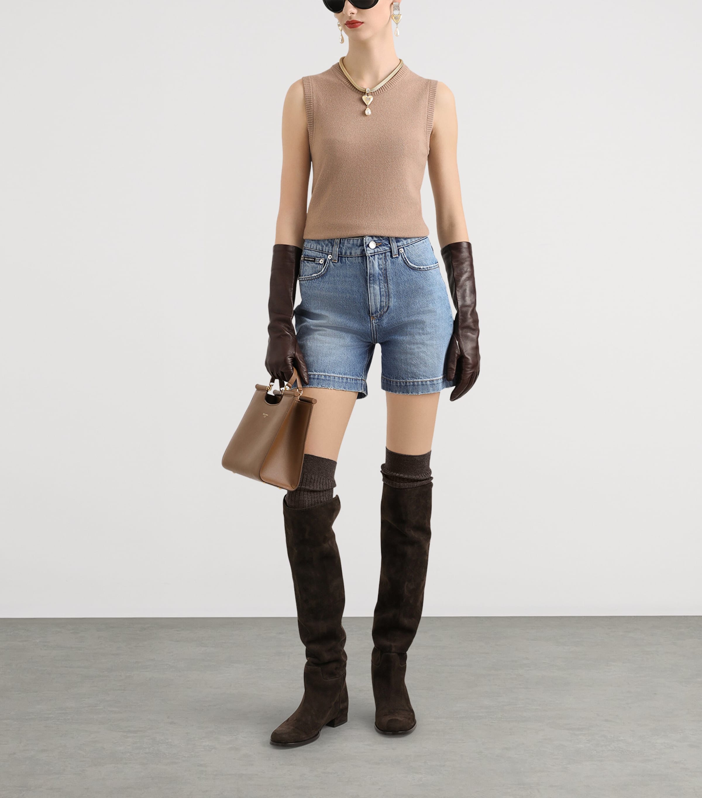 Cashmere Sweater Vest M2186-LIGHT BROWN Image 2