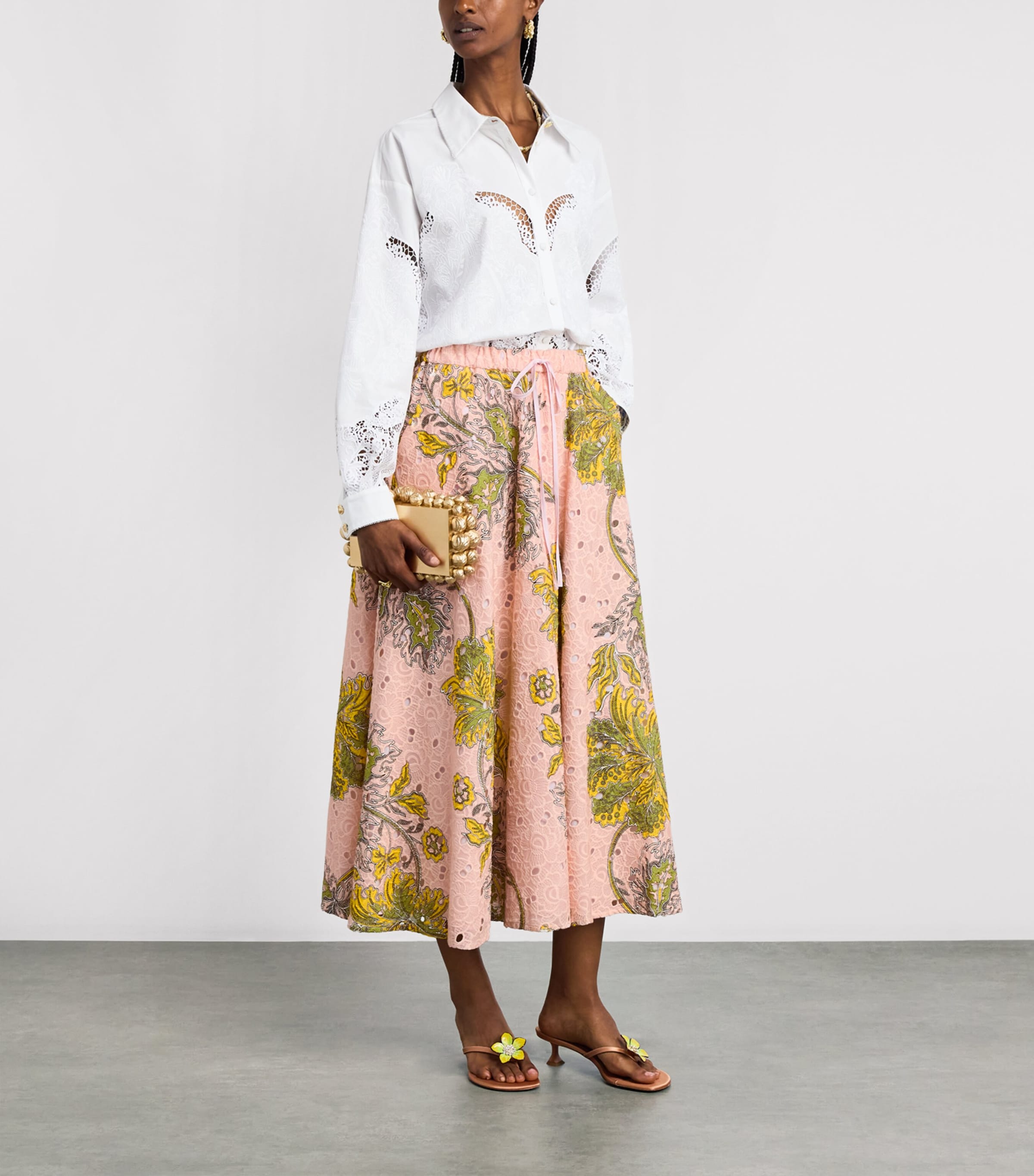La Doublej Womens Cotton Floral Midi Skirt Swathe Image 2