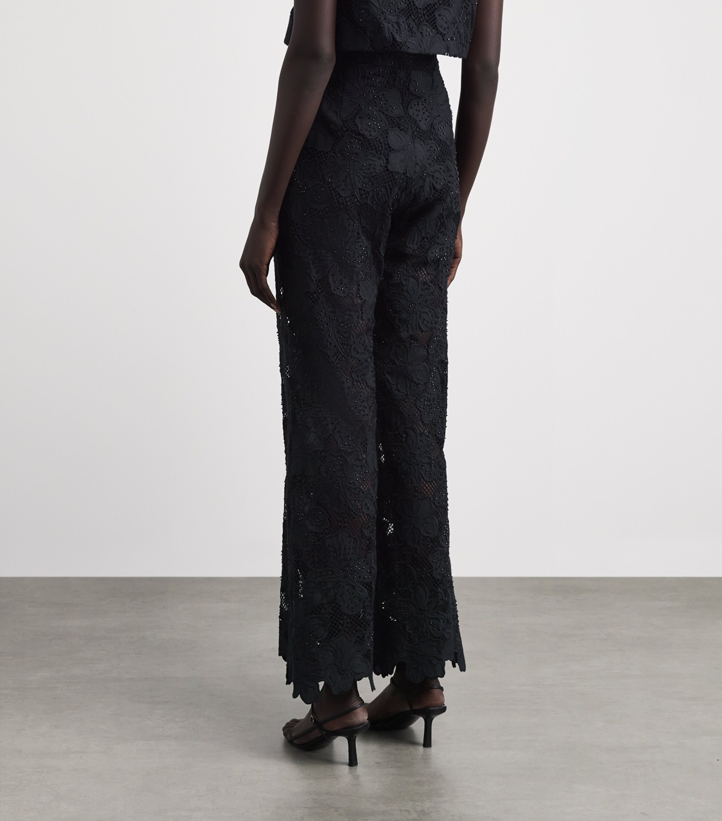 Sandro Paris Womens Guipure Lace Flared Trousers Black Image 5