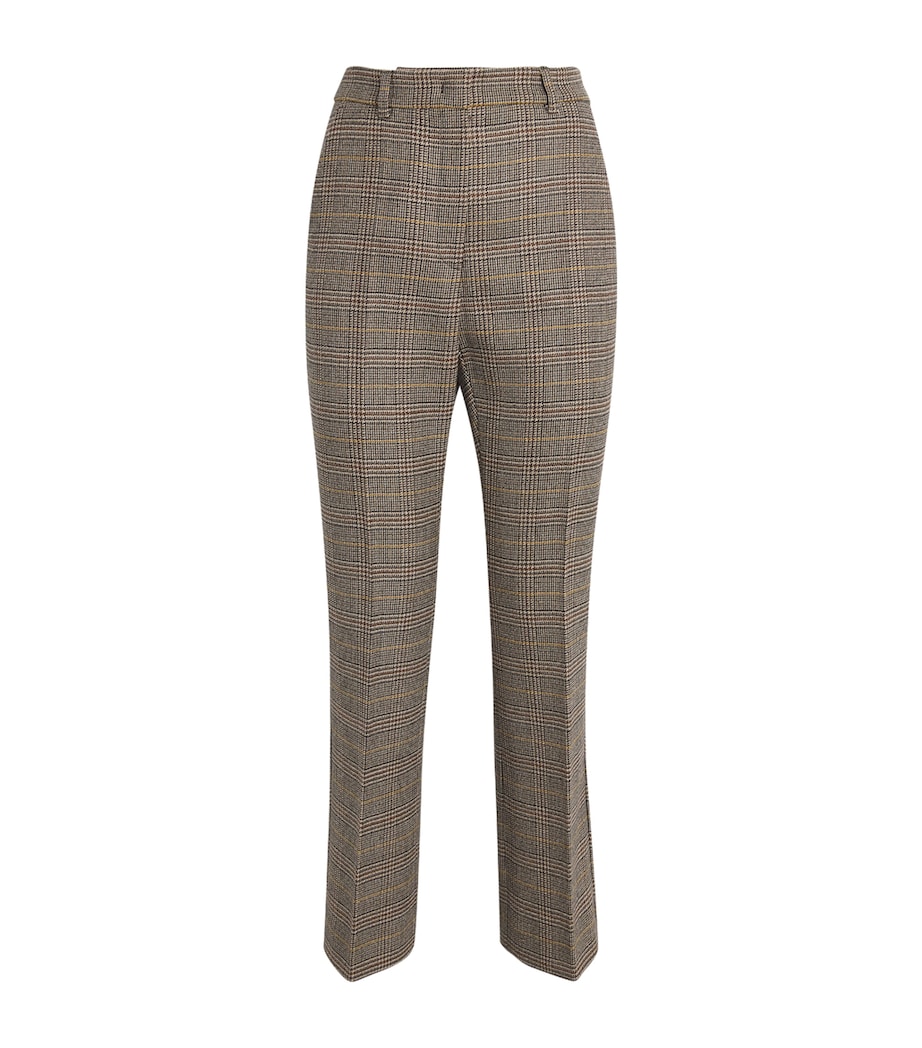 Wool Check Flared Trousers CHOCOLATE Image 1