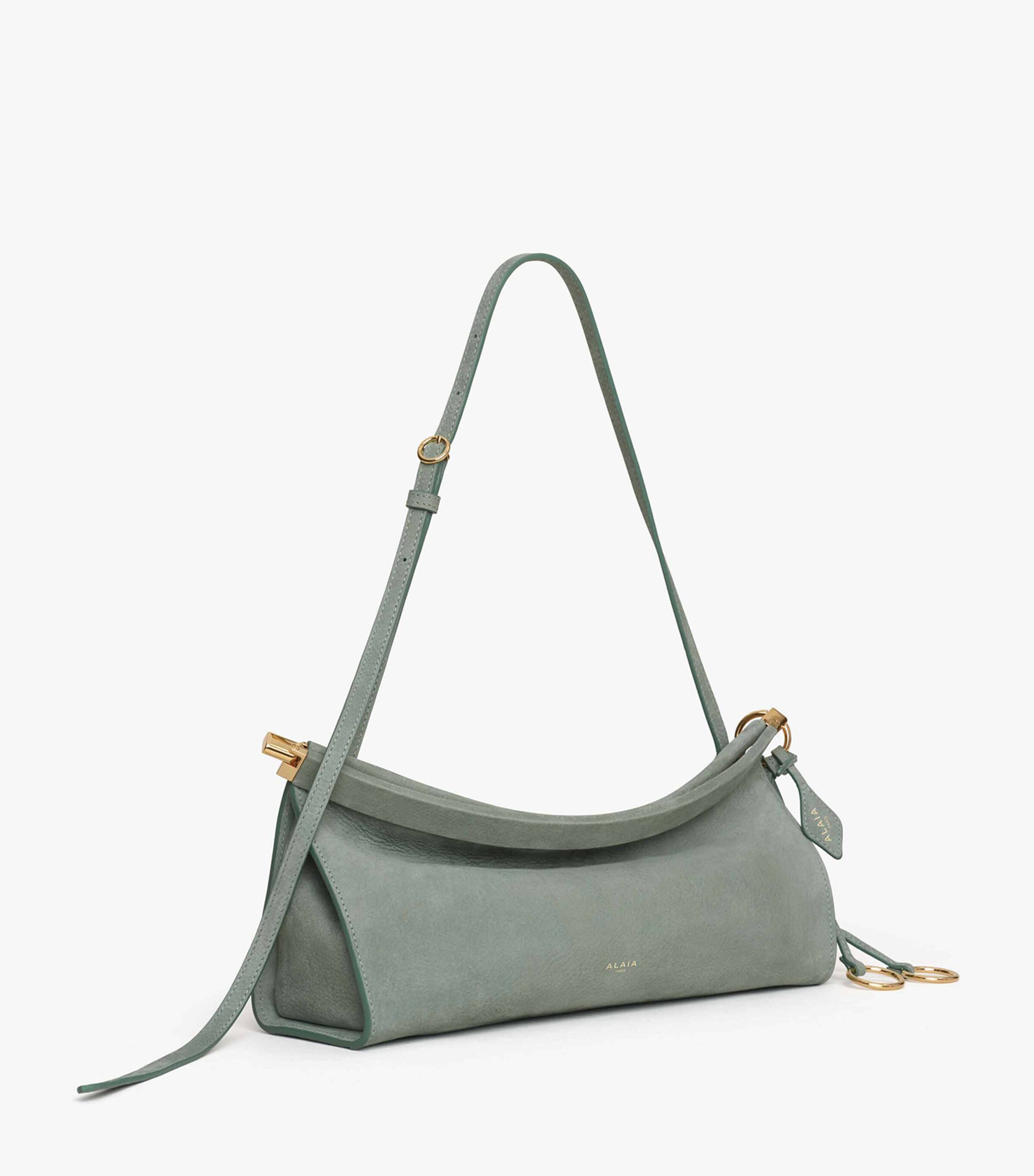 Medium Leather Le Click East West Shoulder Bag SAUGE Image 3