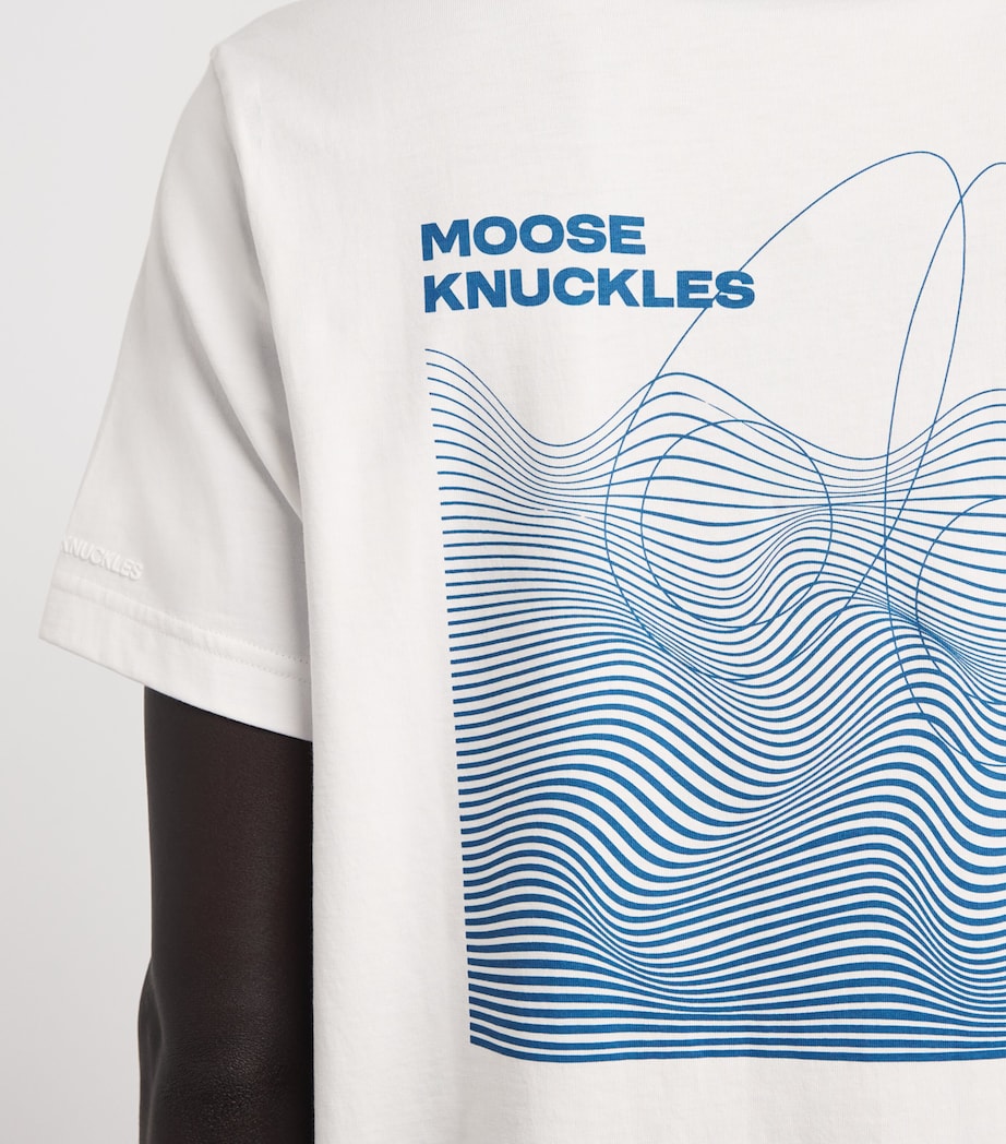 Moose Knuckles Mens Pima Cotton Logo Print T-Shirt Milky Way Image 3
