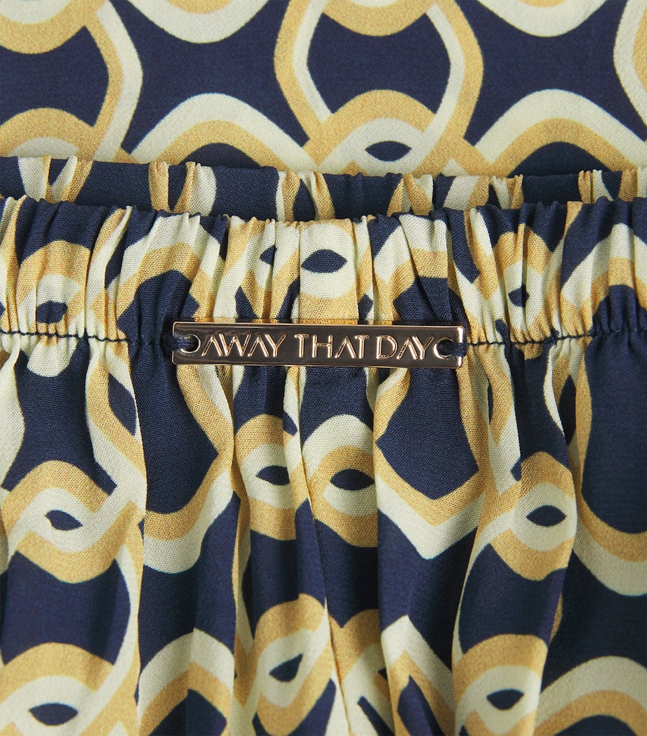 AWAY THAT DAY Womens Geometric Print St. Barts Trousers Navy/gold Link Prnt Image 6