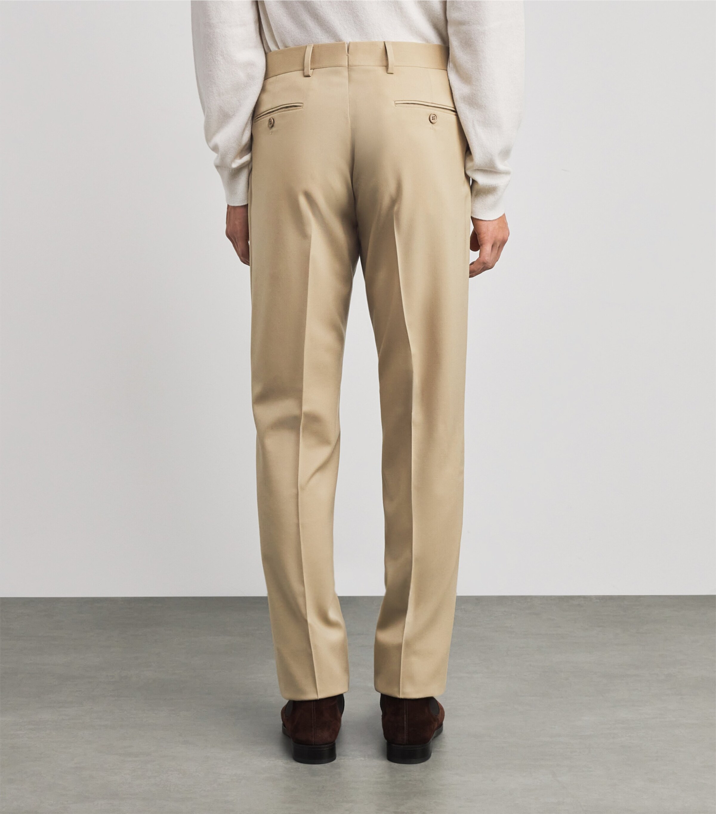 Ralph Lauren Purple Label Mens Wool Tailored Trousers Cla Tan Image 4