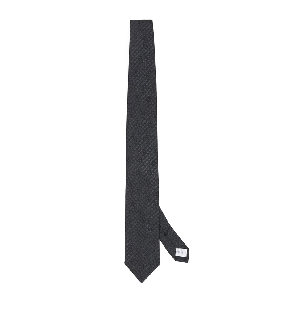 Eton Silk Geomteric Tie Black Image 1