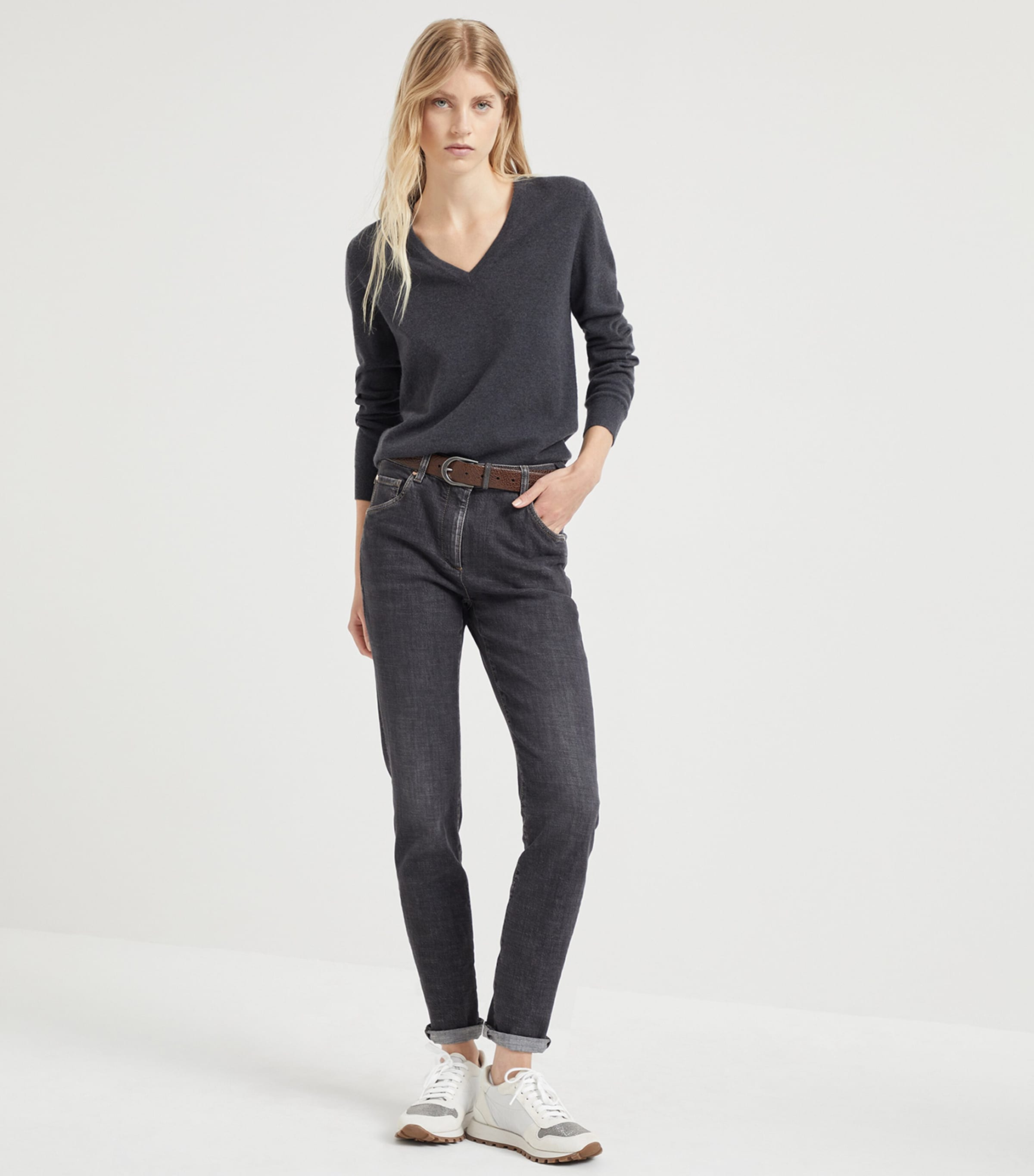 Brunello Cucinelli Womens Cashmere Monili-Trim Sweater Image 4