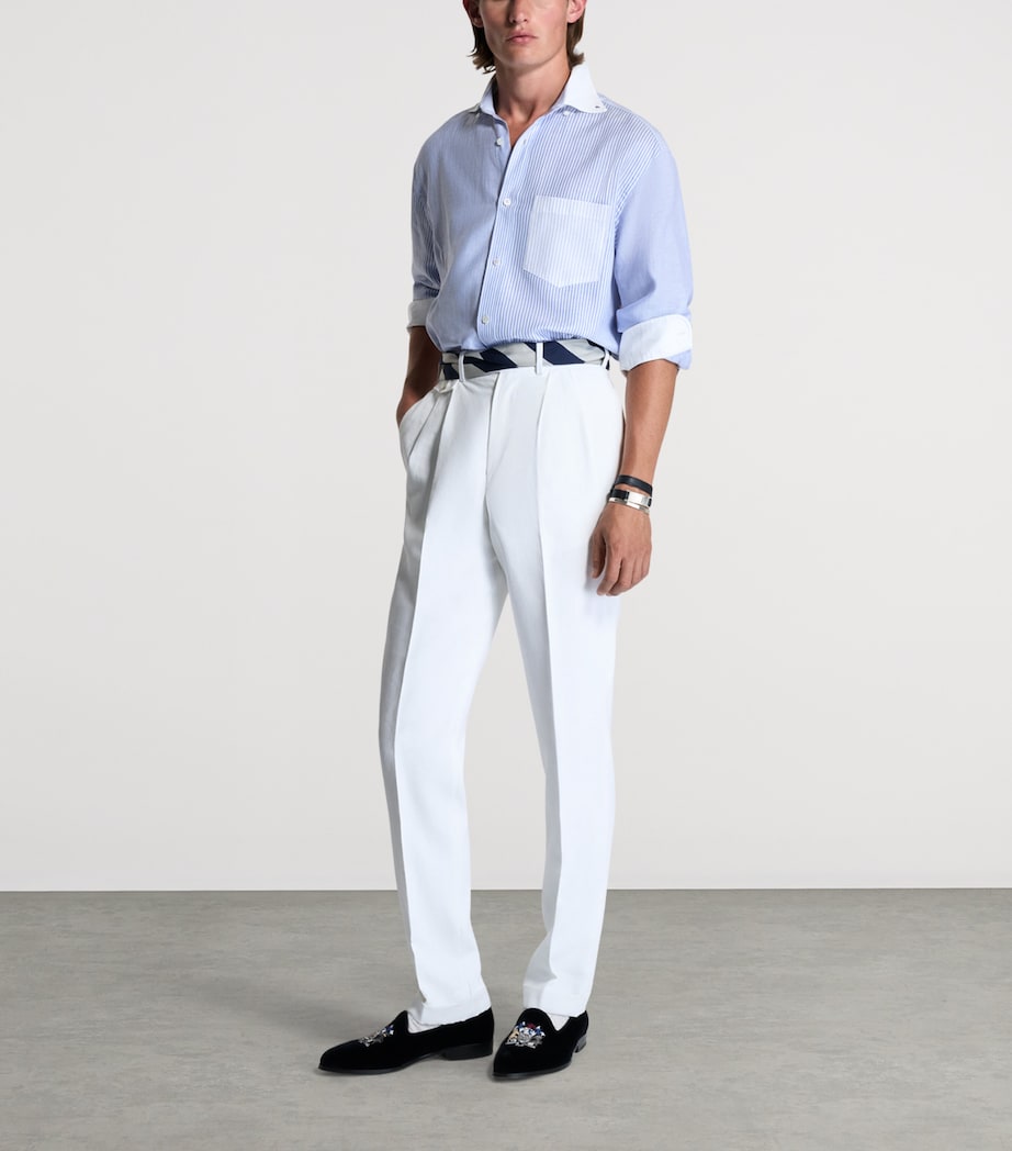 Dunhill Mens Linen Double-Pleated Formal Trousers Image 2