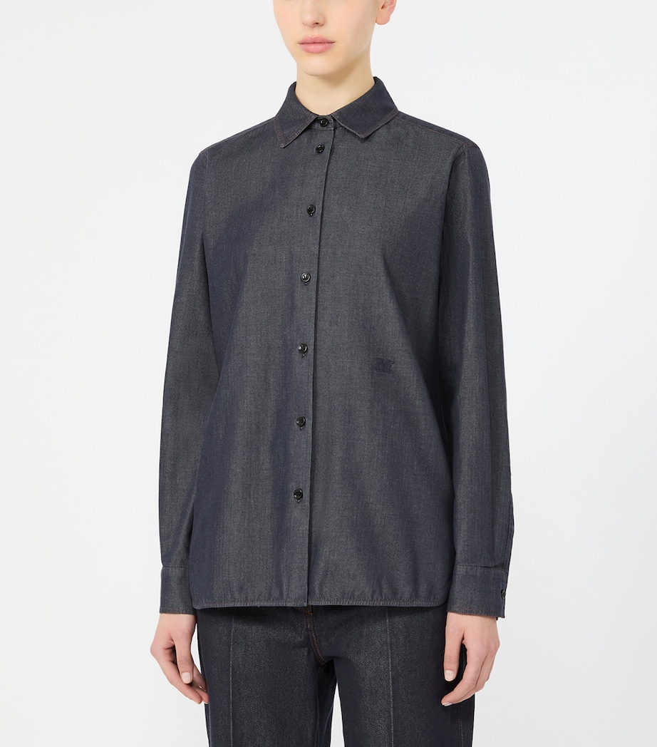 Max Mara Womens Point-Collar Denim Shirt Ultramarine Image 3