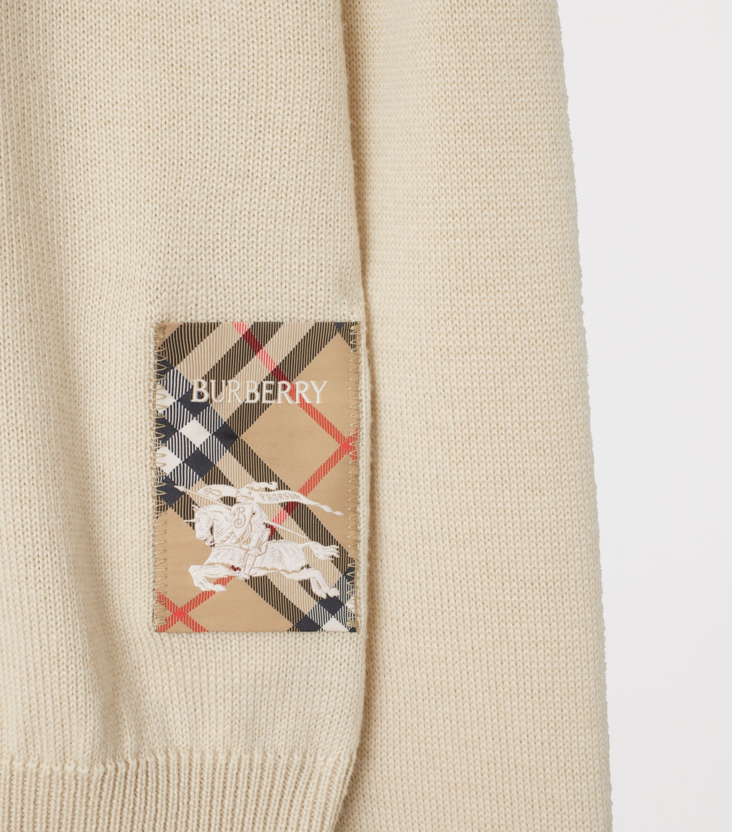 Burberry Check Label Wool Sweater In Neutral