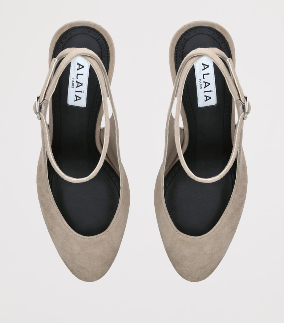 Suede Decollete Slingback Pumps 90 BEIGE OTH Image 4