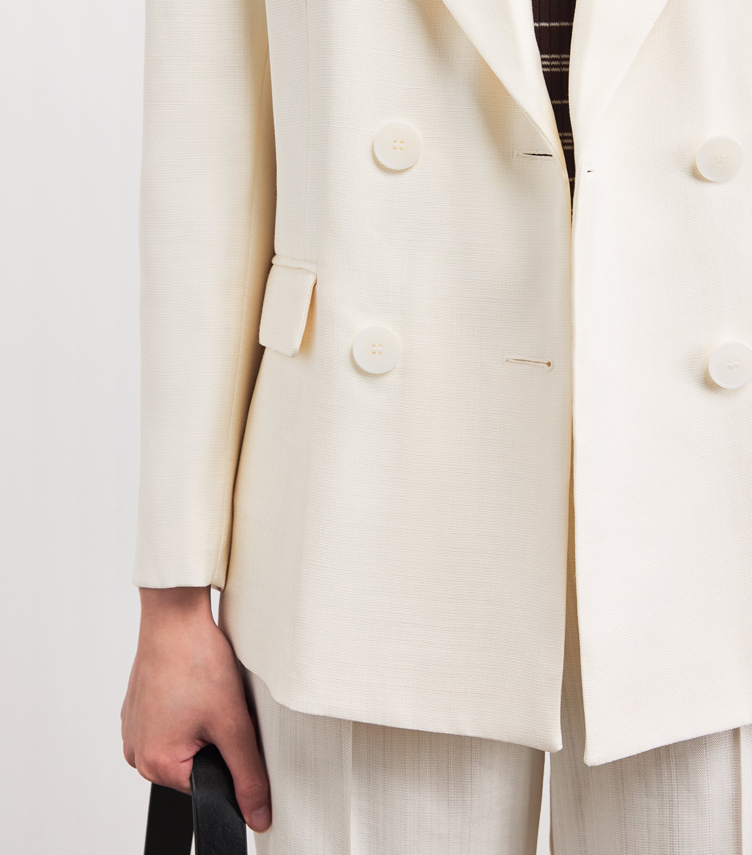 Sandro Paris Womens Double-Breasted Blazer Ecru Image 3