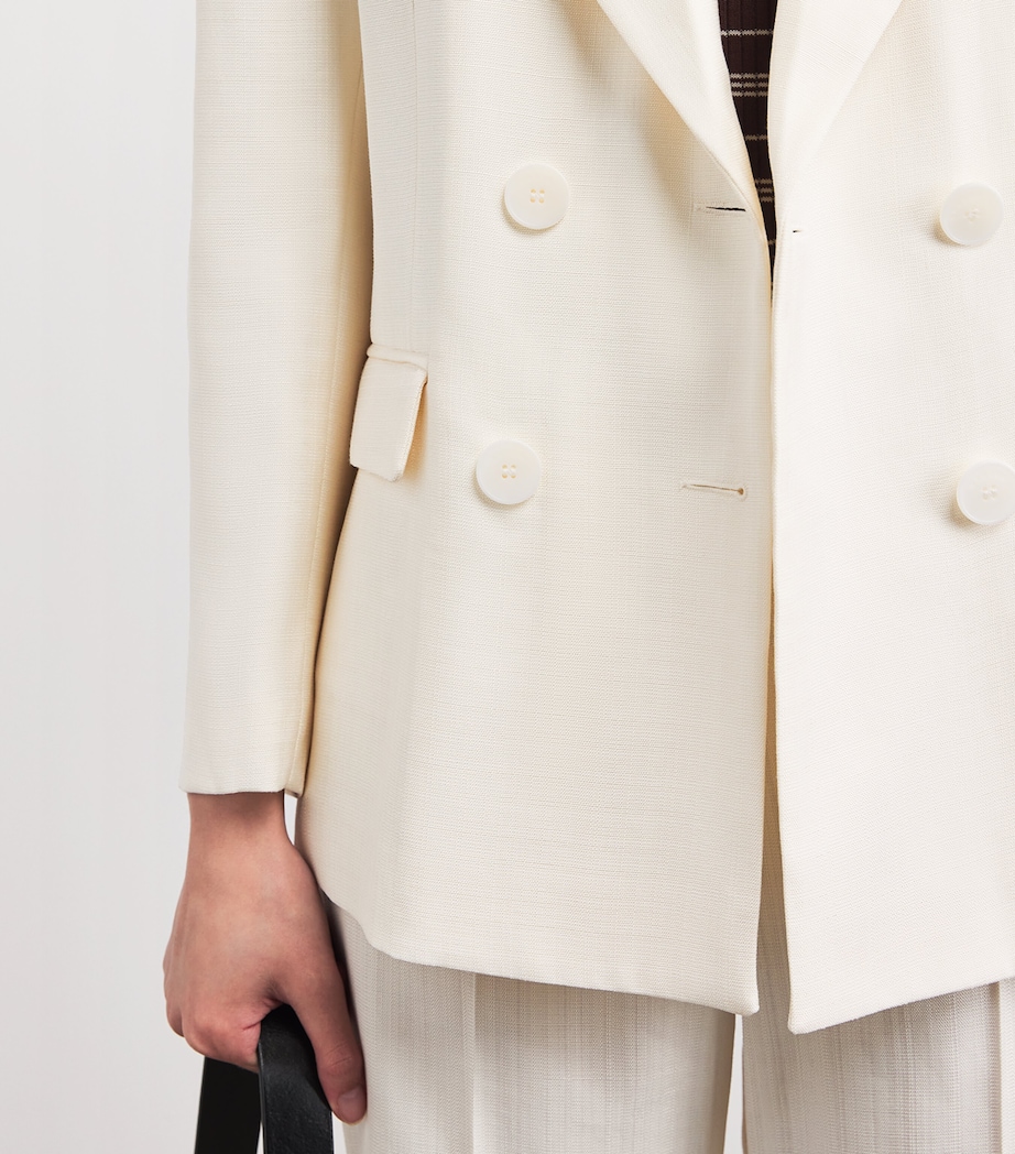 Sandro Paris Womens Double-Breasted Blazer Ecru Image 3