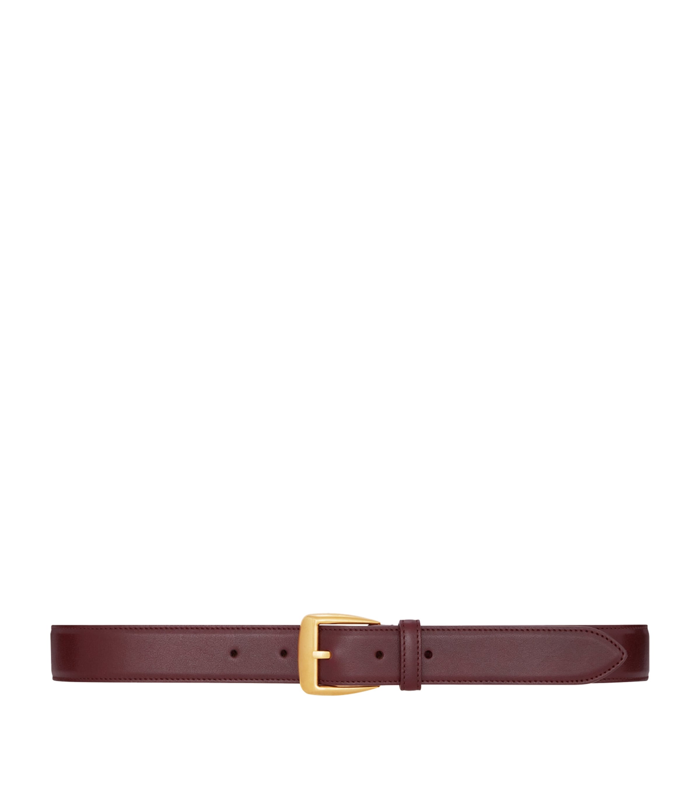 Saint Laurent Leather Trapezoid Belt In Burgundy